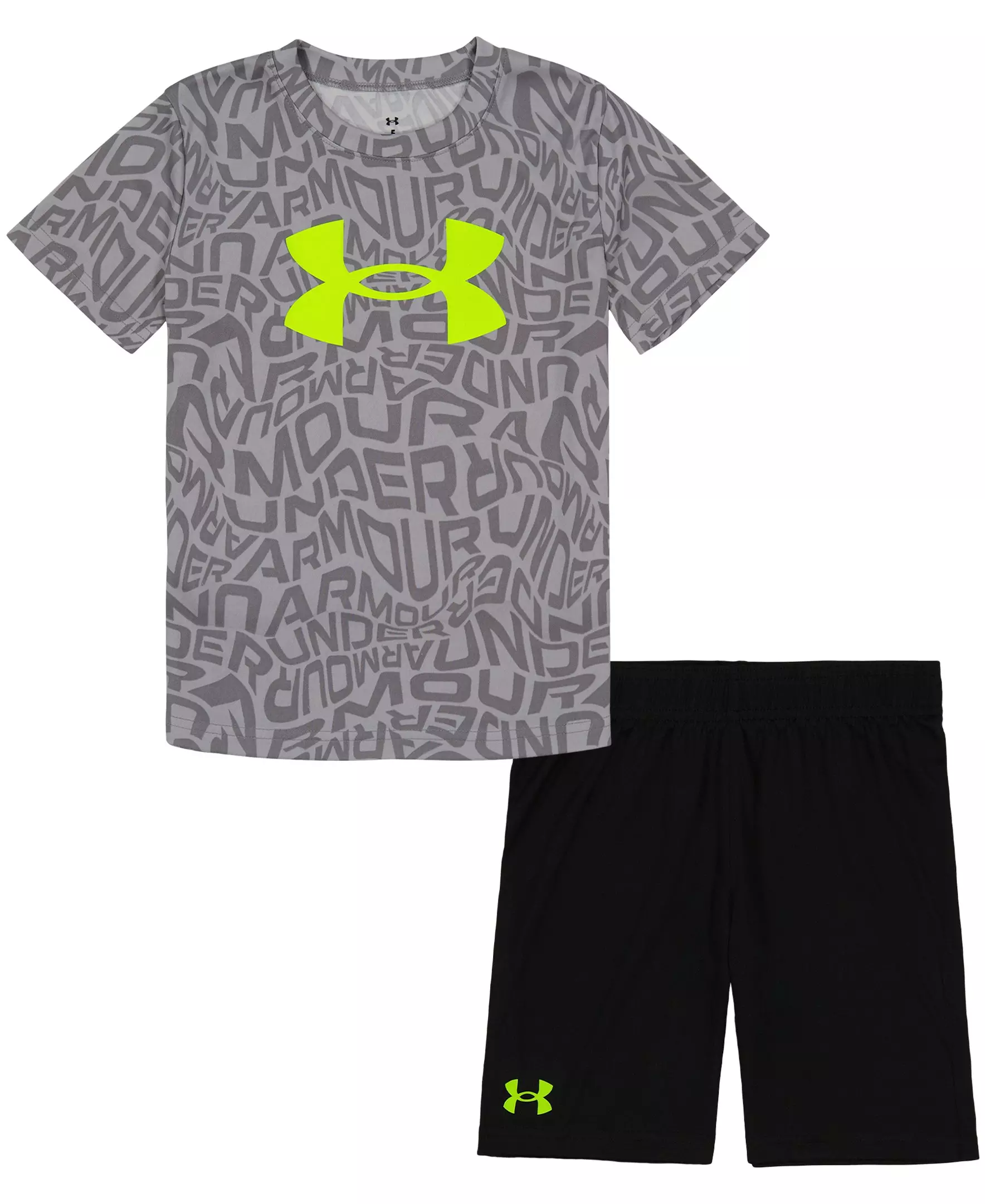 Under Armour Little Boys' Warp Zone Logo Short Set - GREY