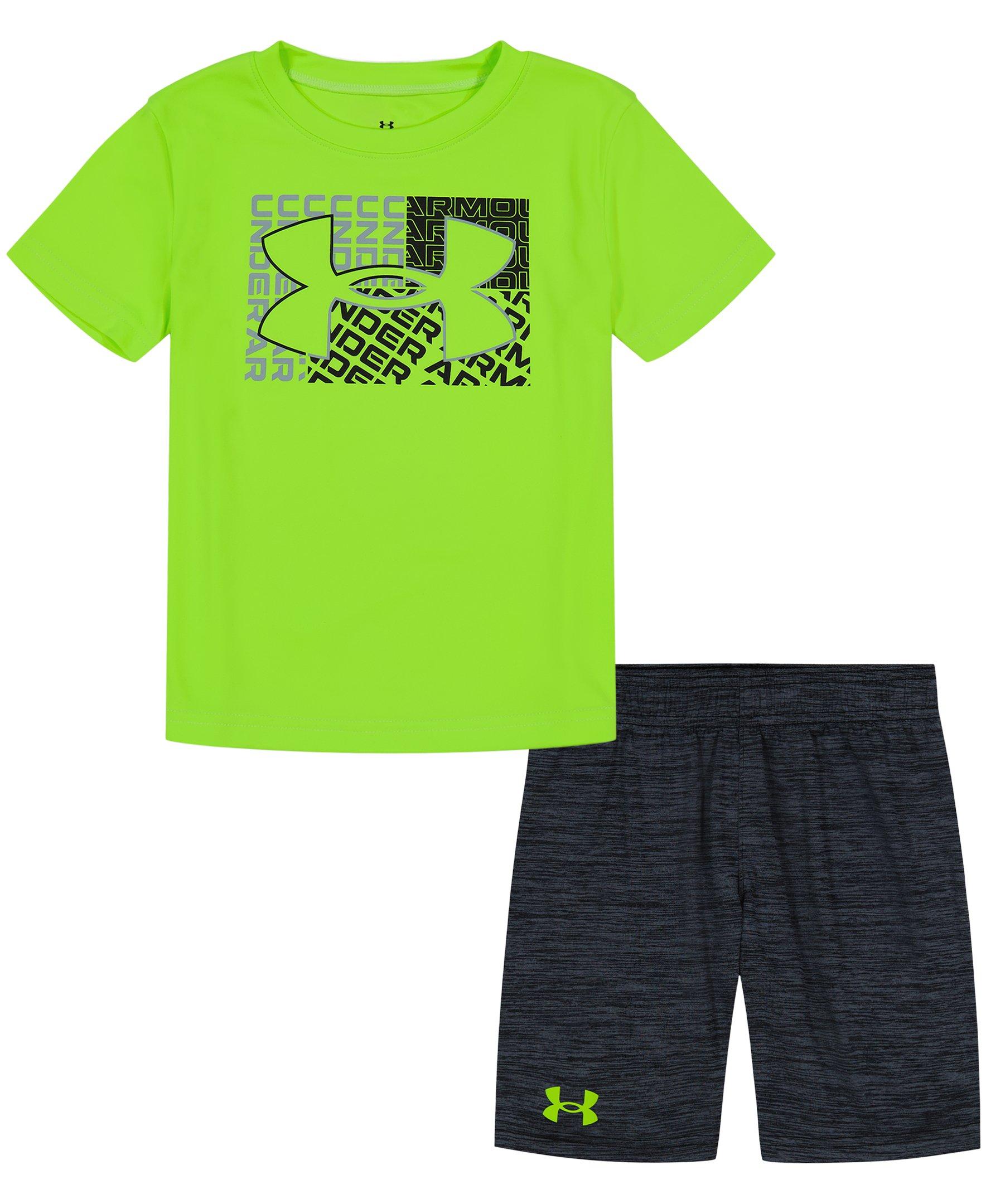 Under Armour Little Boys' Deconstruct Logo Short Set - LIME Thumbnail View 1