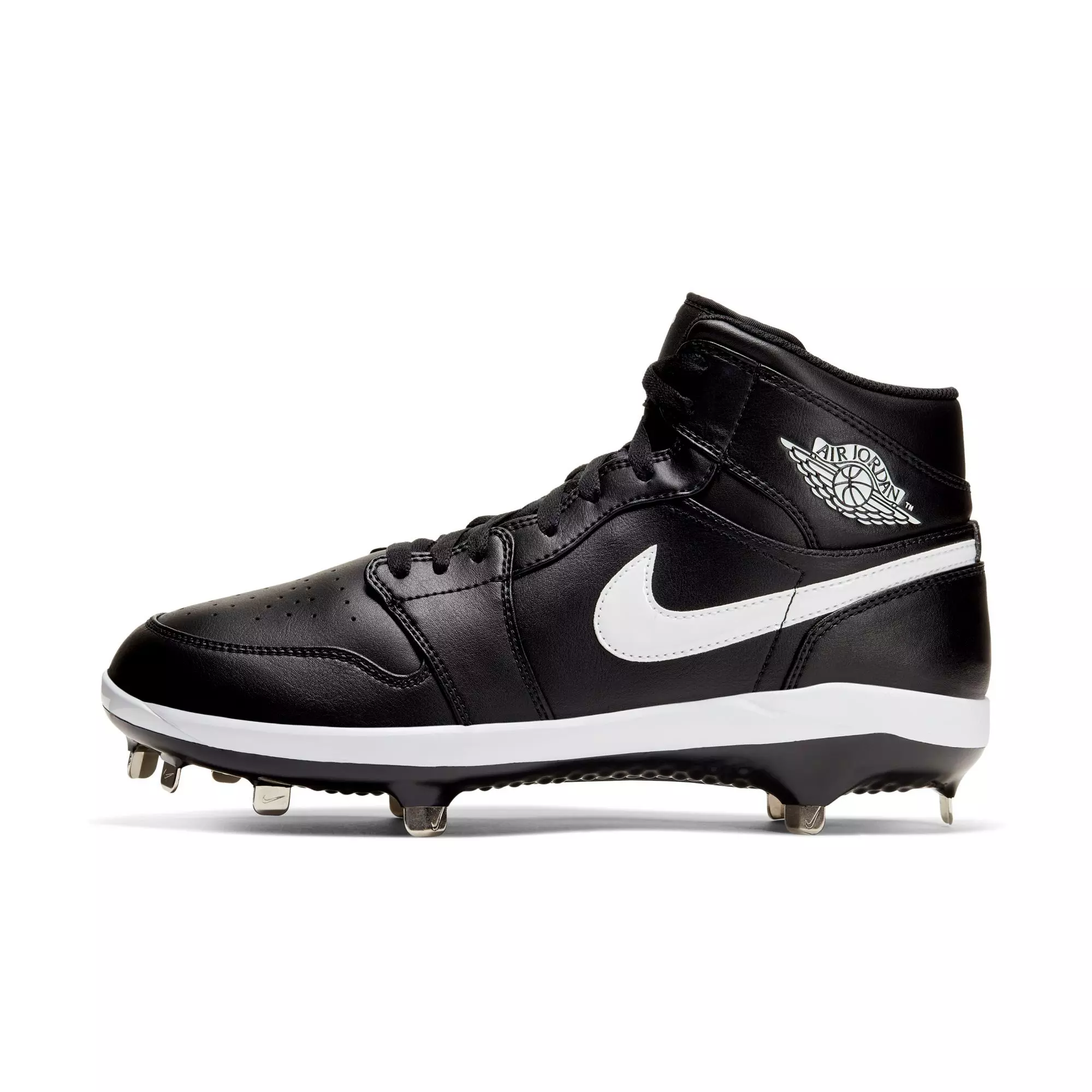 Jordan 1 Retro Metal "Black/White" Men's Baseball Cleat - BLACK/WHITE