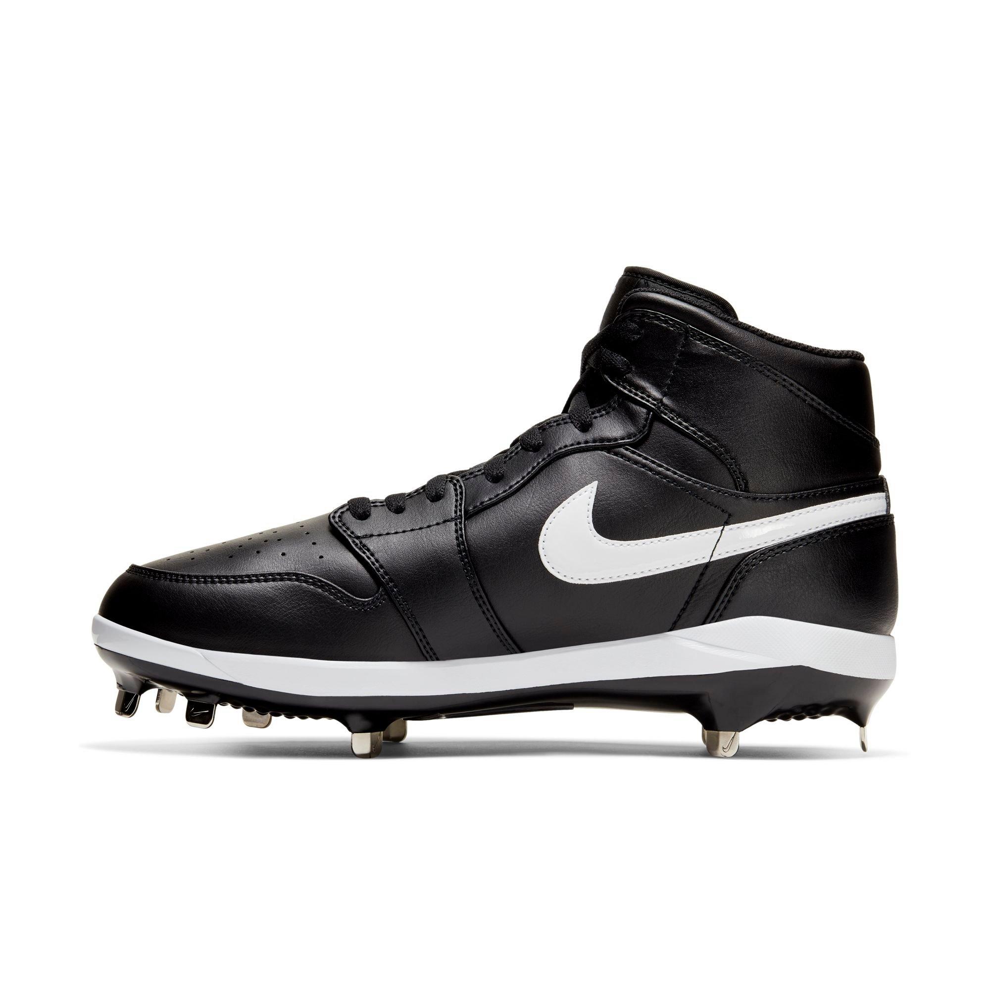 Jordan 1 Retro Metal "Black/White" Men's Baseball Cleat - BLACK/WHITE Thumbnail View 4