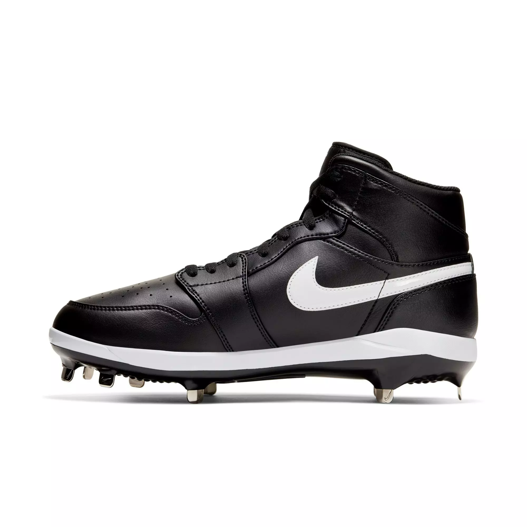 Jordan 1 Retro Metal "Black/White" Men's Baseball Cleat - BLACK/WHITE