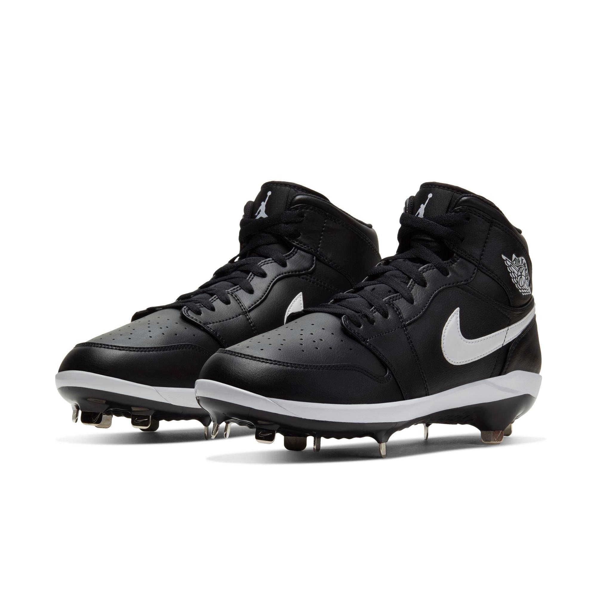 Nike Air Jordan 1 Retro Metal Baseball Cleats Black White AV5355-001 Men's  13-14