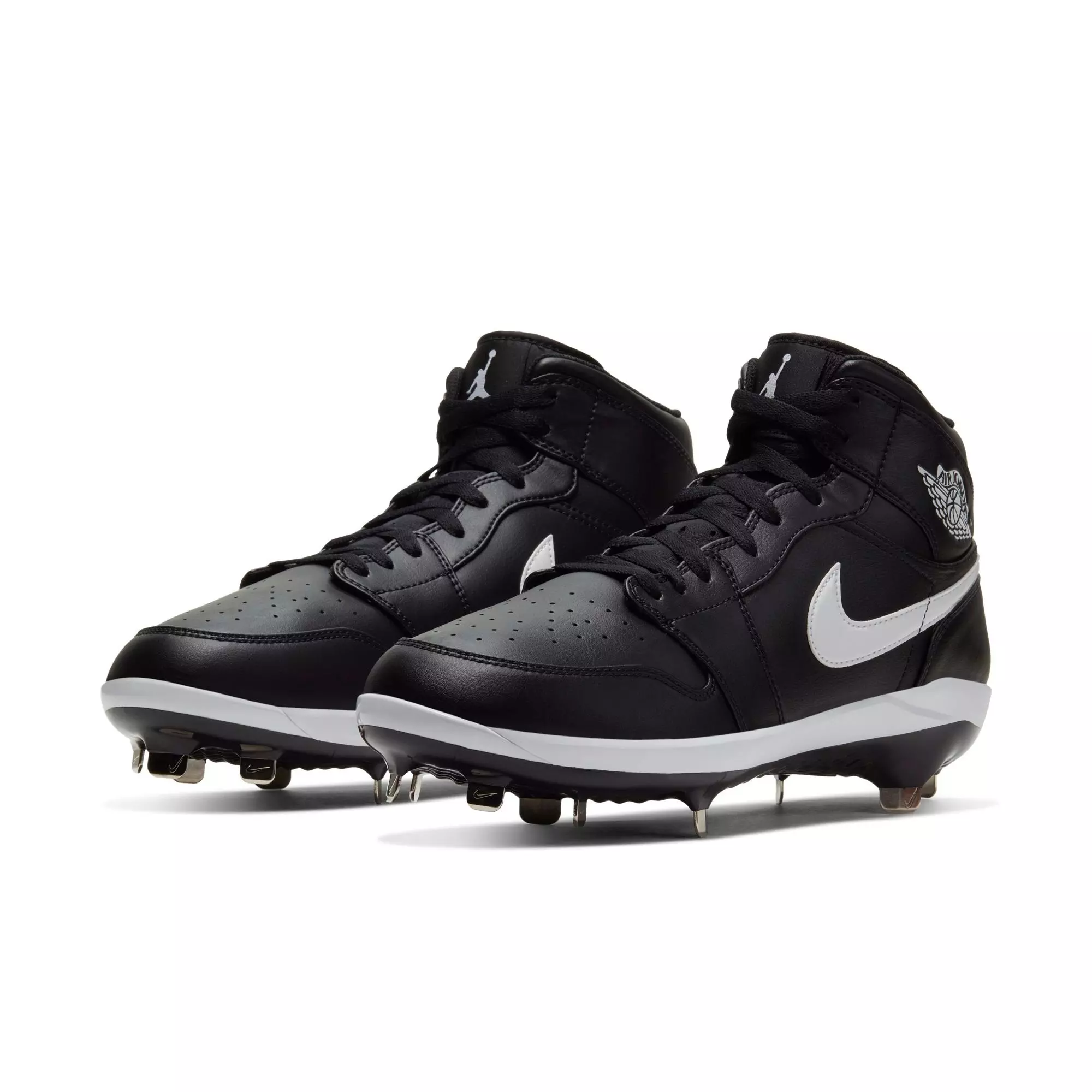 Jordan 1 Retro Metal "Black/White" Men's Baseball Cleat - BLACK/WHITE