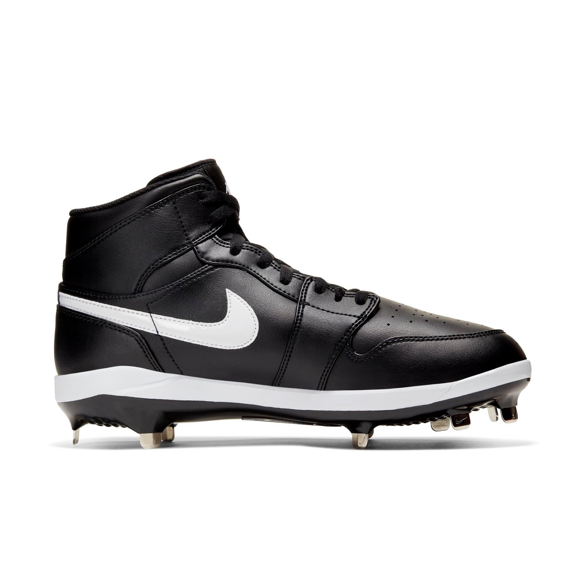 Jordan 1 Retro Metal "Black/White" Men's Baseball Cleat - BLACK/WHITE Thumbnail View 2