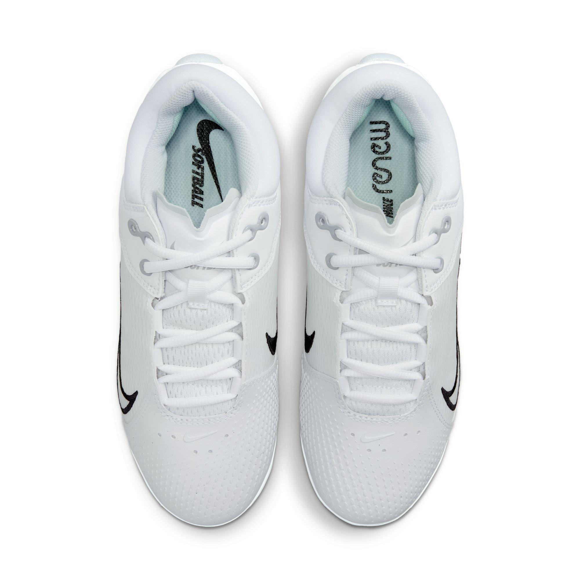 Nike Hyperdiamond 4 Elite "White/Black/Pure Platinum/Wolf Grey" Women's Softball Cleat - WHITE/BLACK Thumbnail View 3