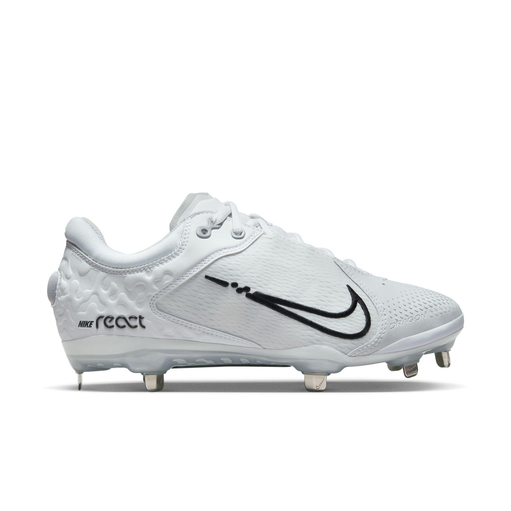 Nike Hyperdiamond 4 Elite "White/Black/Pure Platinum/Wolf Grey" Women's Softball Cleat - WHITE/BLACK Thumbnail View 1