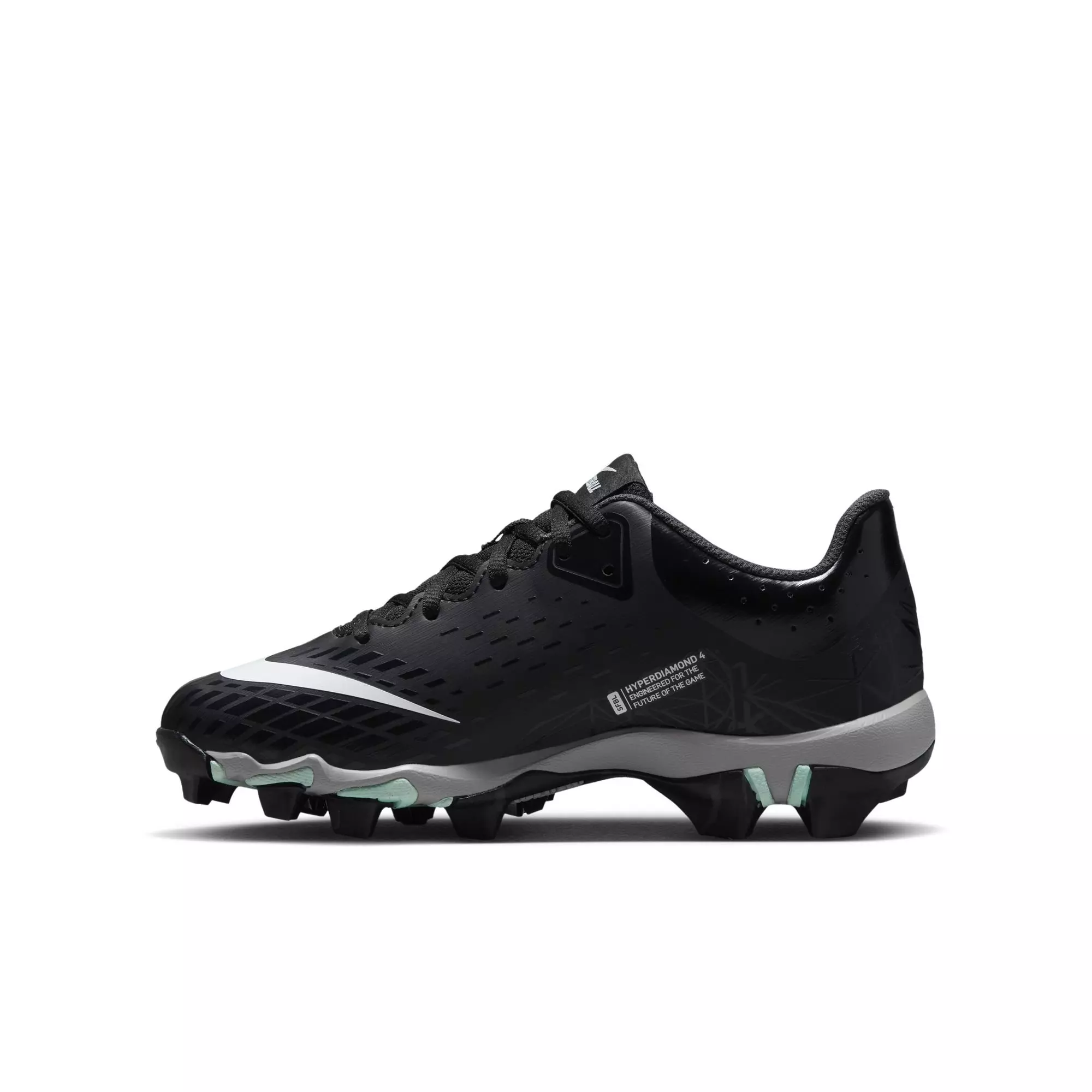 Nike Hyperdiamond 4 Keystone GG "Black/White/Dk Smoke" Grade School Girls' Softball Cleat - BLACK/WHITE