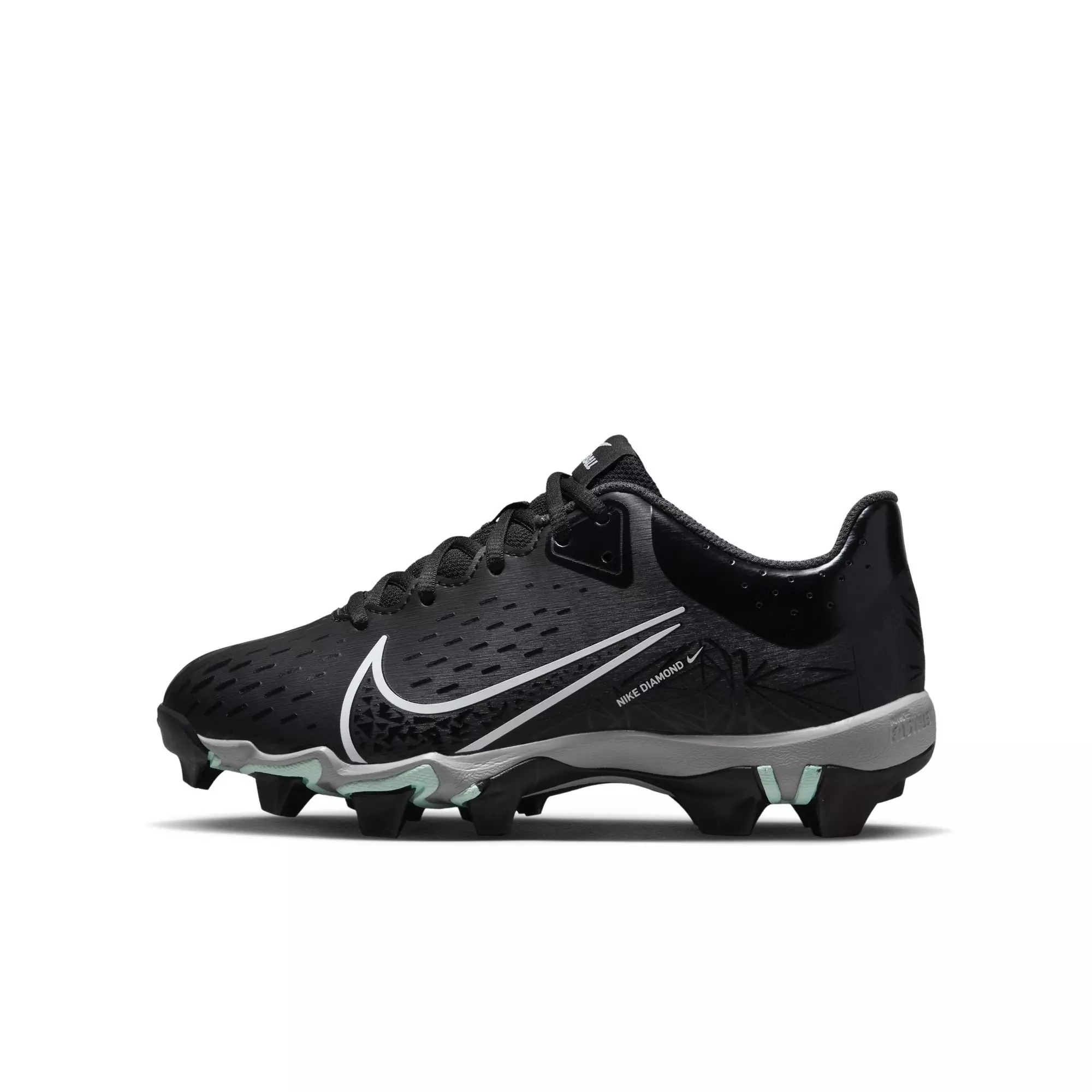 Nike Hyperdiamond 4 Keystone GG "Black/White/Dk Smoke" Grade School Girls' Softball Cleat - BLACK/WHITE