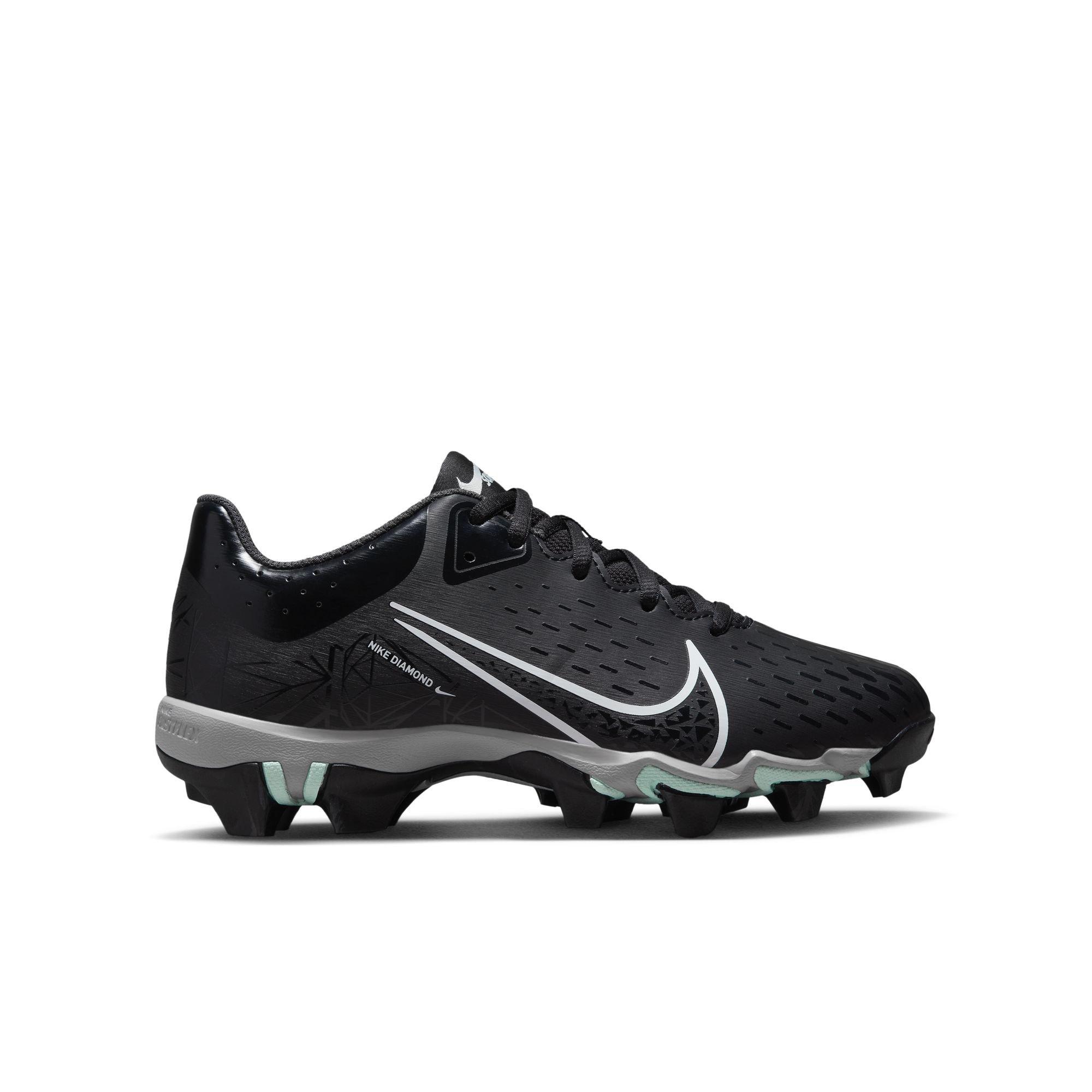 Nike Hyperdiamond 4 Keystone GG "Black/White/Dk Smoke" Grade School Girls' Softball Cleat - BLACK/WHITE Thumbnail View 1