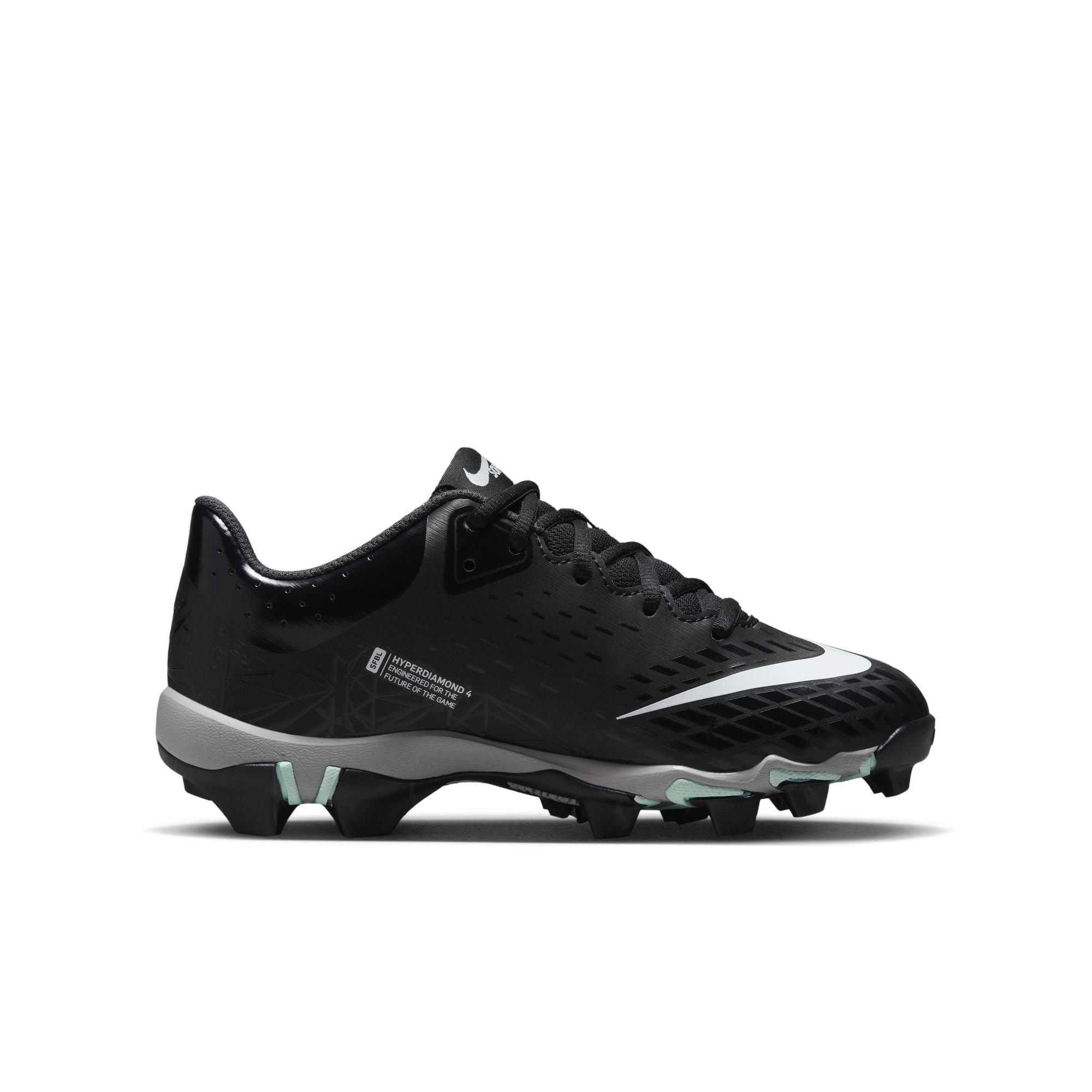 Nike Hyperdiamond 4 Keystone GG "Black/White/Wolf Grey" Preschool Girls' Softball Cleat - BLACK/WHITE Thumbnail View 2