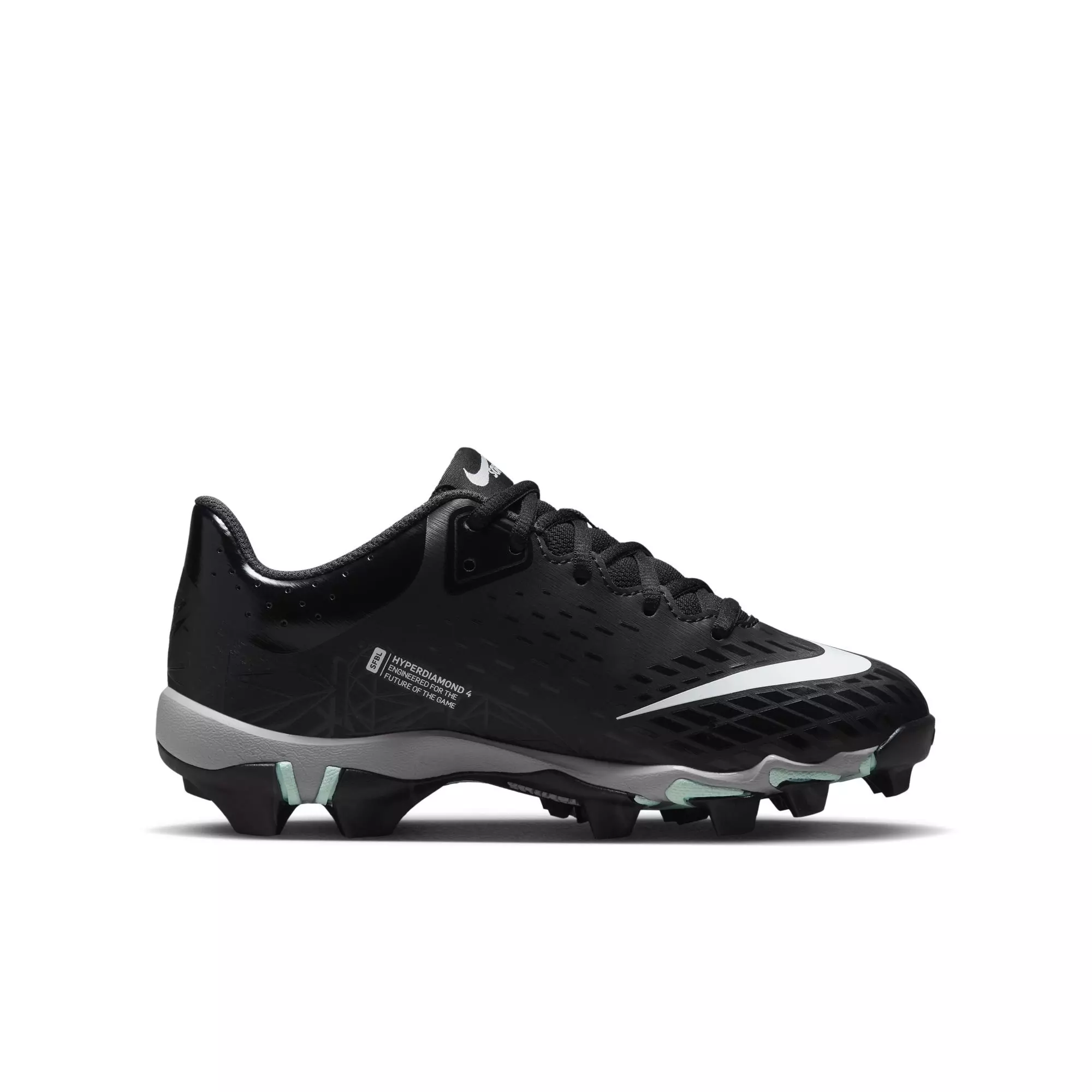 Nike Hyperdiamond 4 Keystone GG "Black/White/Wolf Grey" Preschool Girls' Softball Cleat - BLACK/WHITE