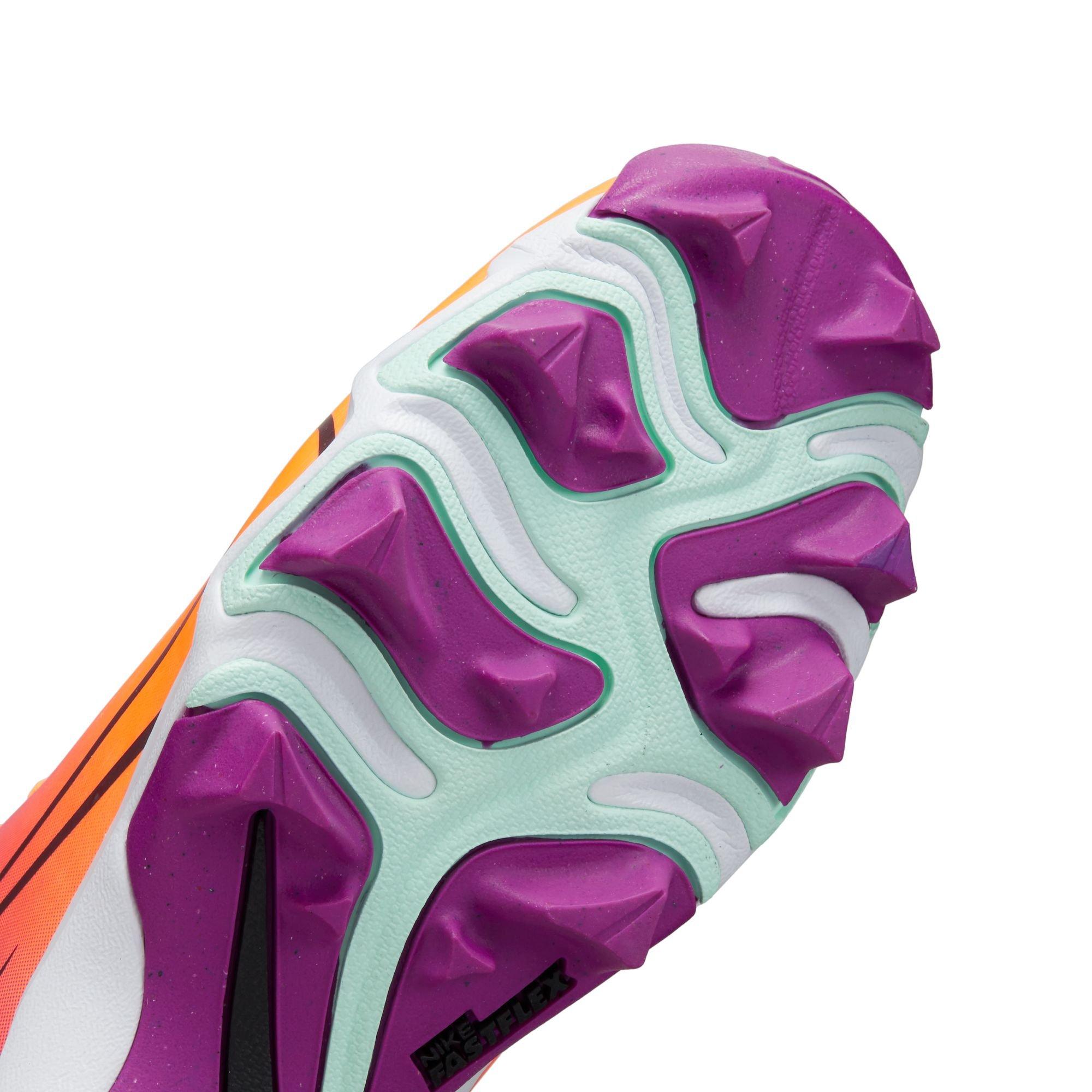 Nike Hyperdiamond 4 Keystone GG "Total Orange/Black/Vivid Purple" Preschool Girls Softball Cleat - PURPLE/ORANGE Thumbnail View 3