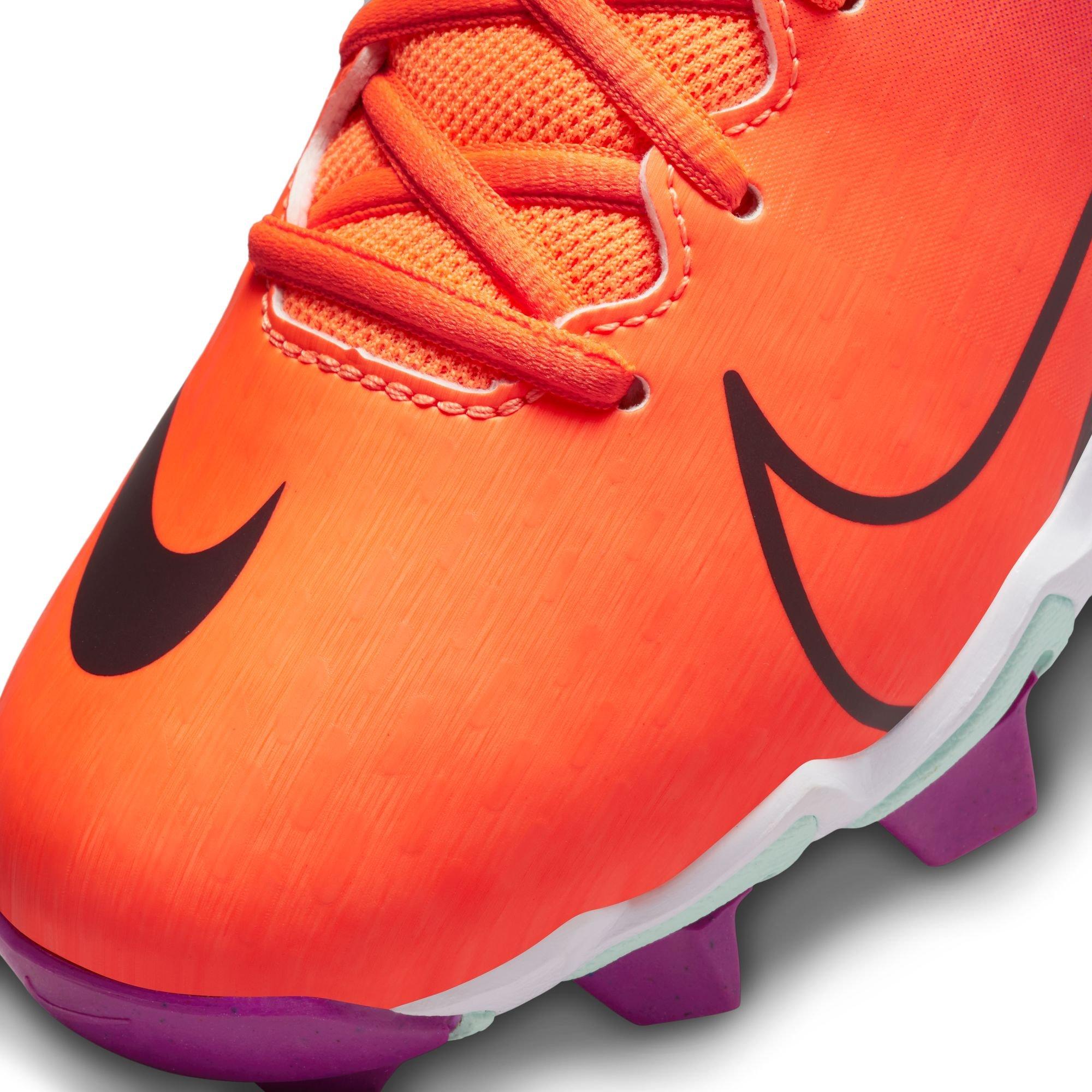 Nike Hyperdiamond 4 Keystone GG "Total Orange/Black/Vivid Purple" Preschool Girls Softball Cleat - PURPLE/ORANGE Thumbnail View 4