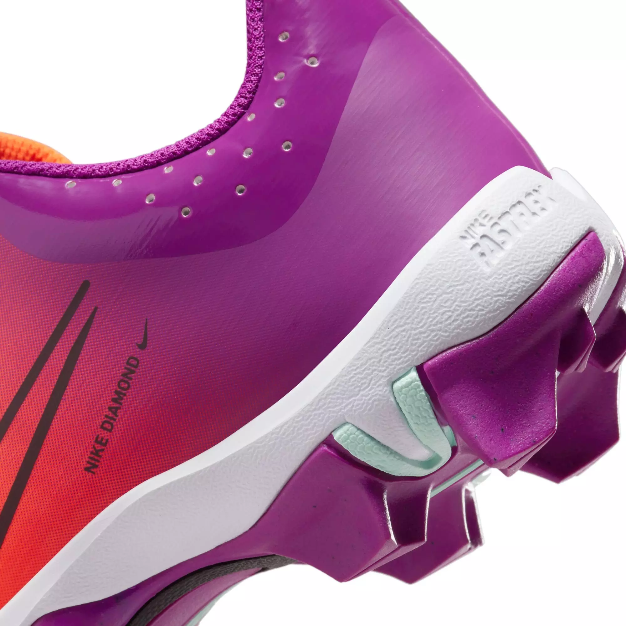 Nike Hyperdiamond 4 Keystone GG "Total Orange/Black/Vivid Purple" Preschool Girls Softball Cleat - PURPLE/ORANGE