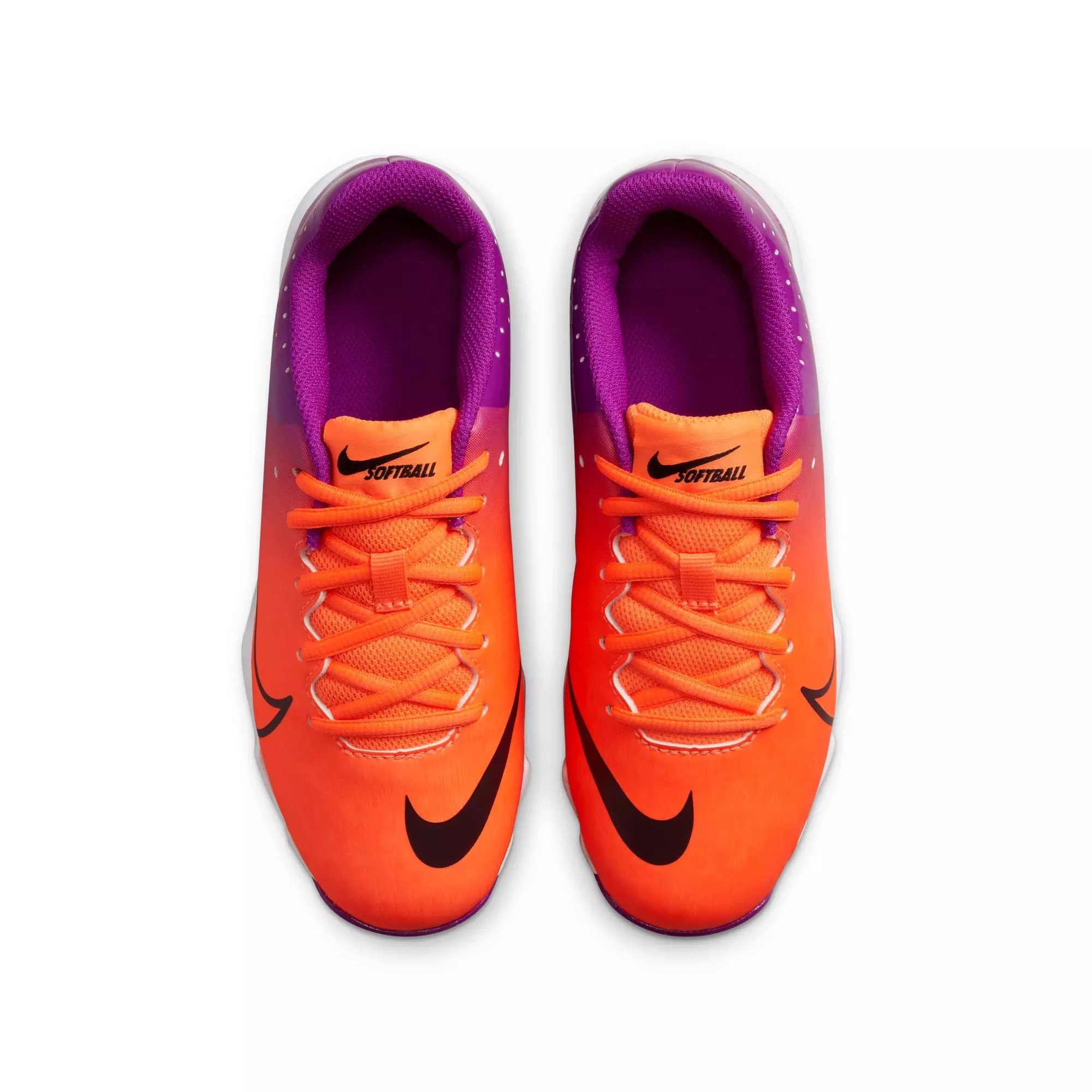 Nike Hyperdiamond 4 Keystone GG "Total Orange/Black/Vivid Purple" Preschool Girls Softball Cleat - PURPLE/ORANGE