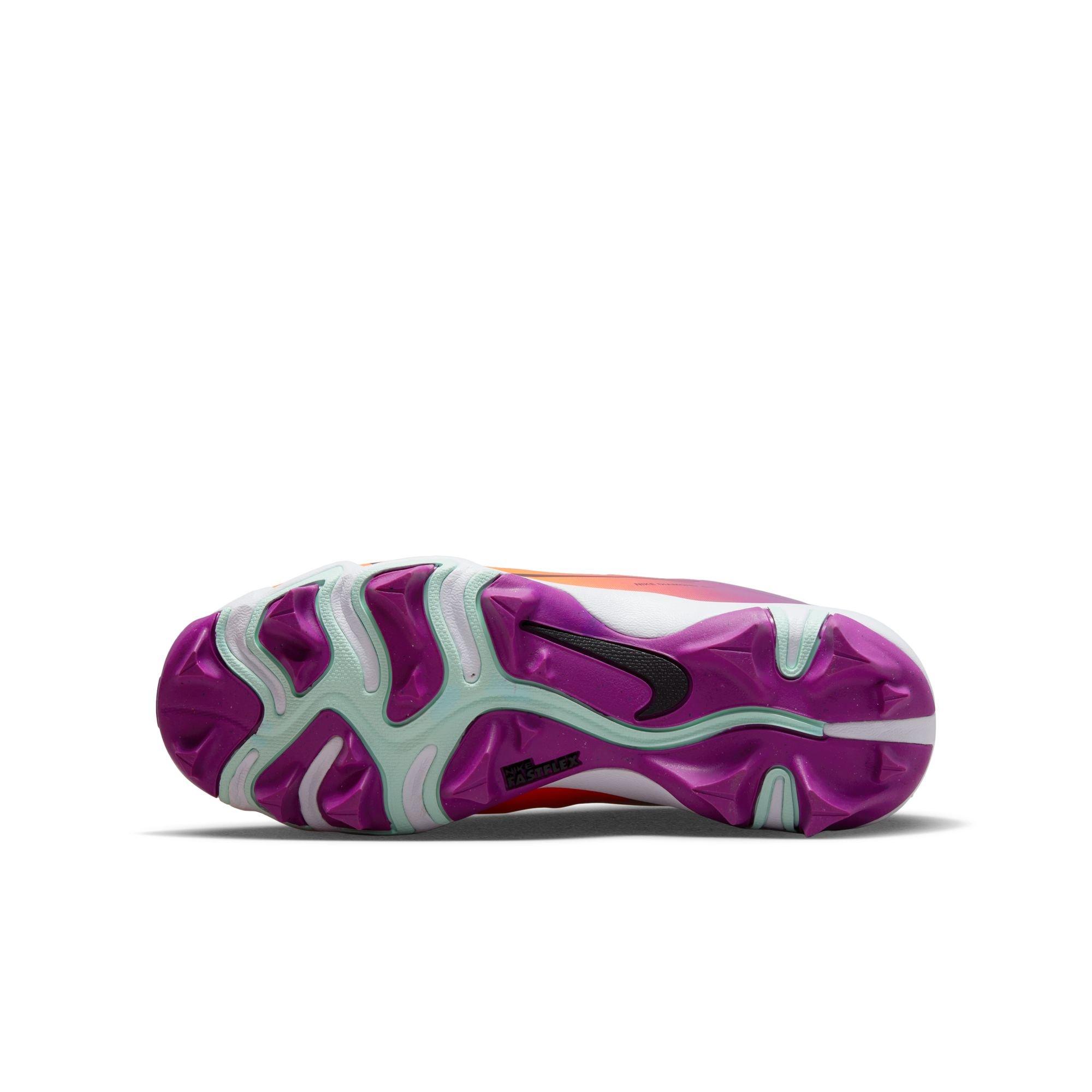Nike Hyperdiamond 4 Keystone GG "Total Orange/Black/Vivid Purple" Preschool Girls Softball Cleat - PURPLE/ORANGE Thumbnail View 11