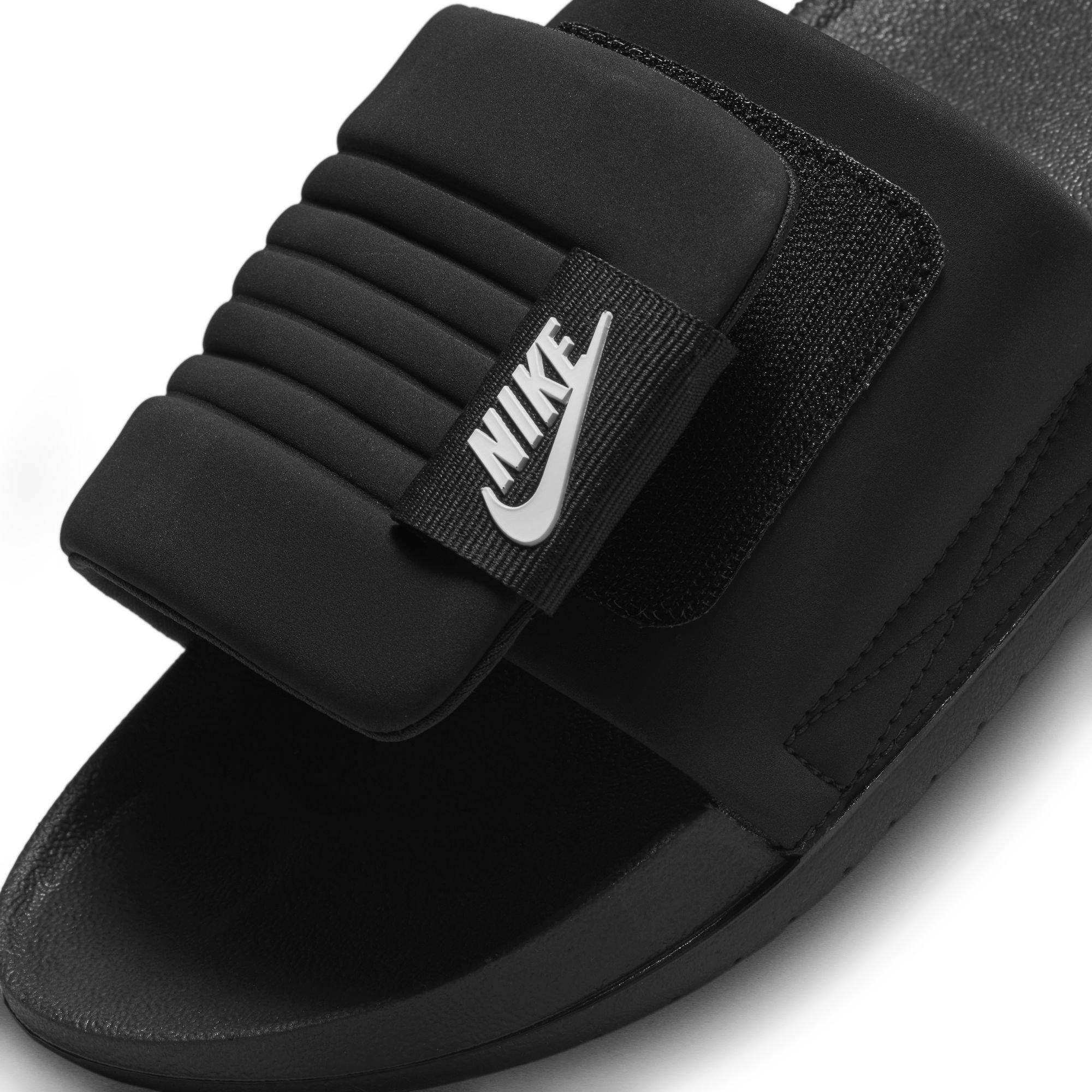 Black nike slide on hot sale shoes