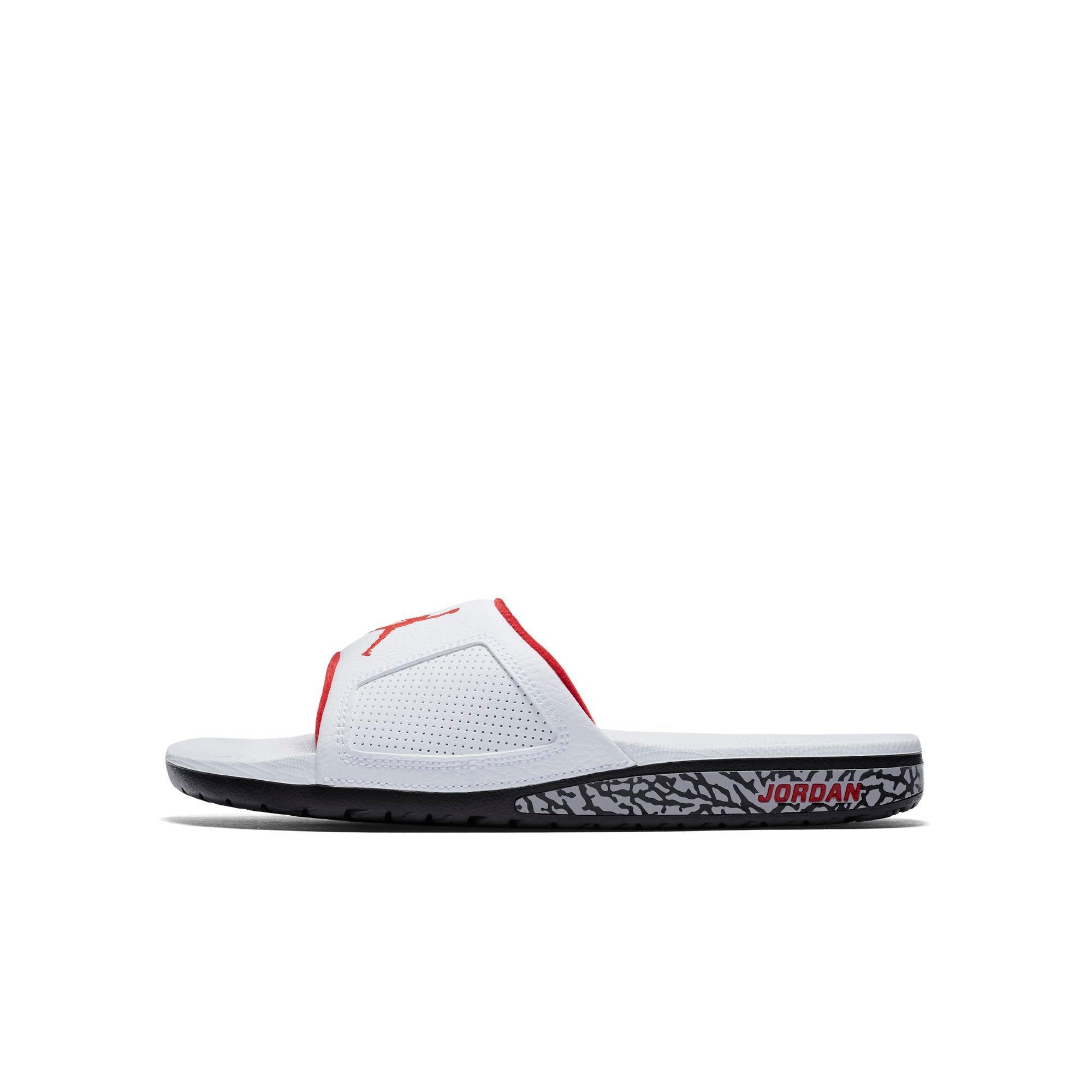 Jordan Hydro III Retro "White/University Red/Black/Cement Grey" Men's Slide - WHITE/RED Thumbnail View 3