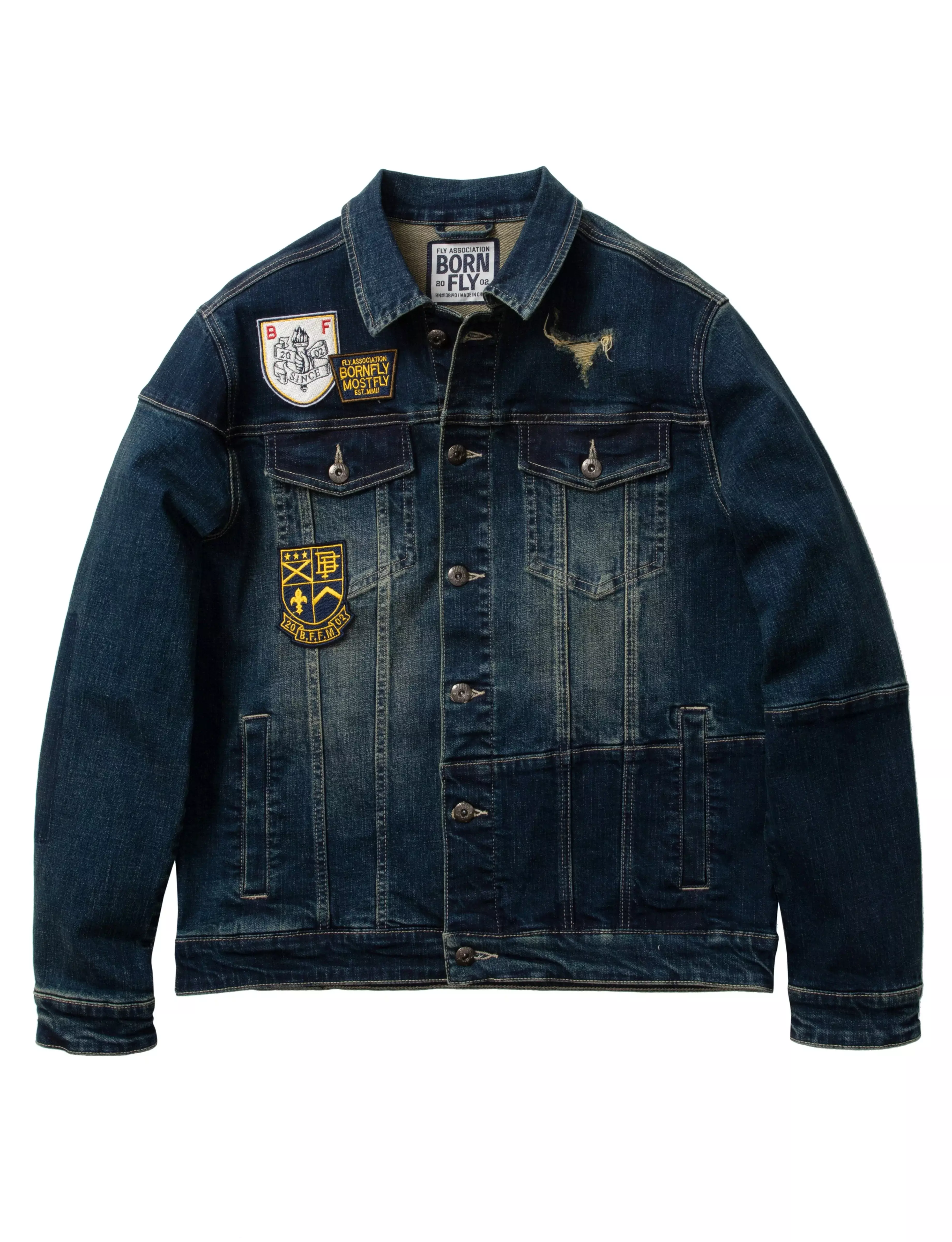 Born Fly Men's The Fly Outfit Denim Jacket - BLUE