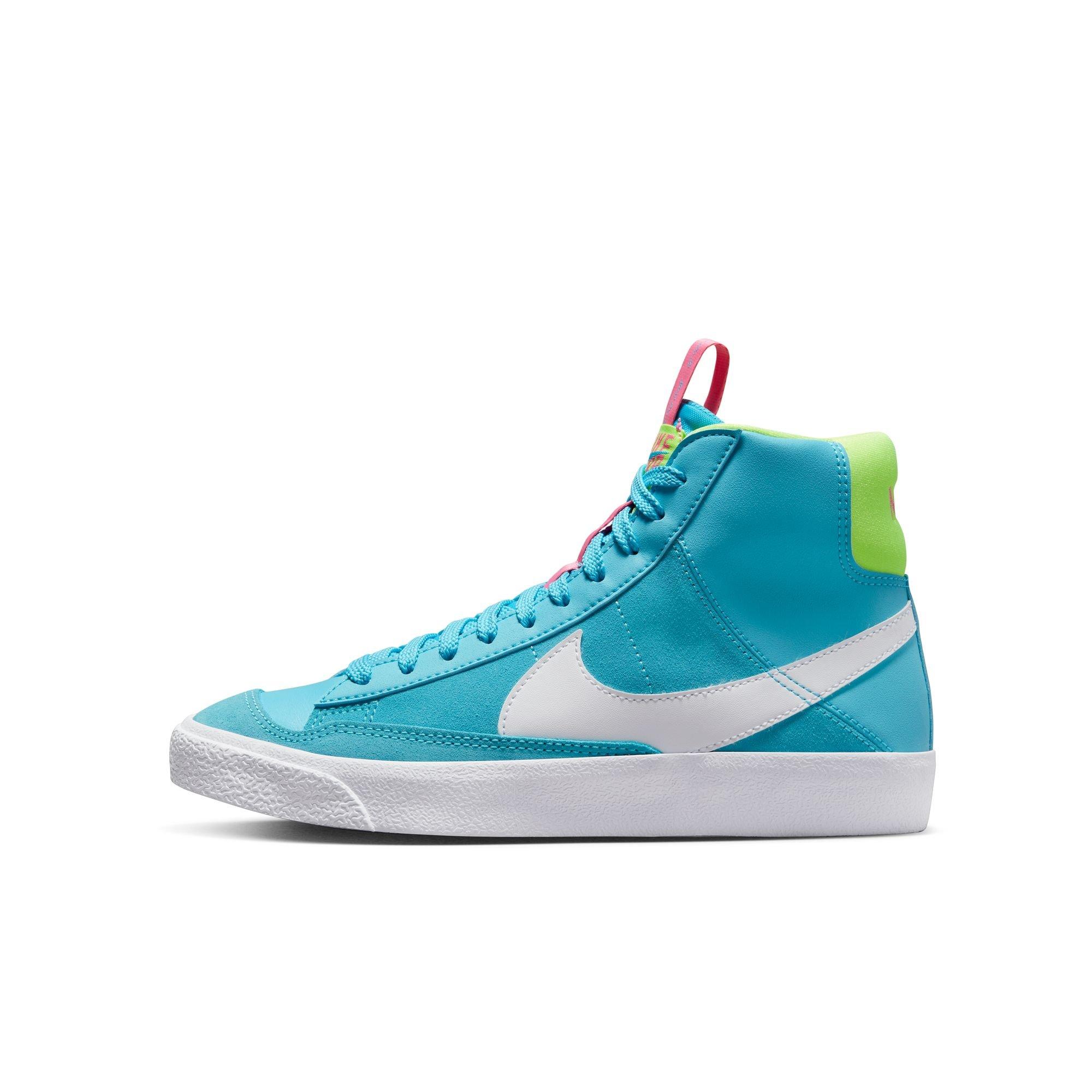 Nike Blazer Mid '77 "Baltic Blue/White/Pink Glow/Volt" Grade School Girls' Shoe - BLUE/PINK Thumbnail View 3