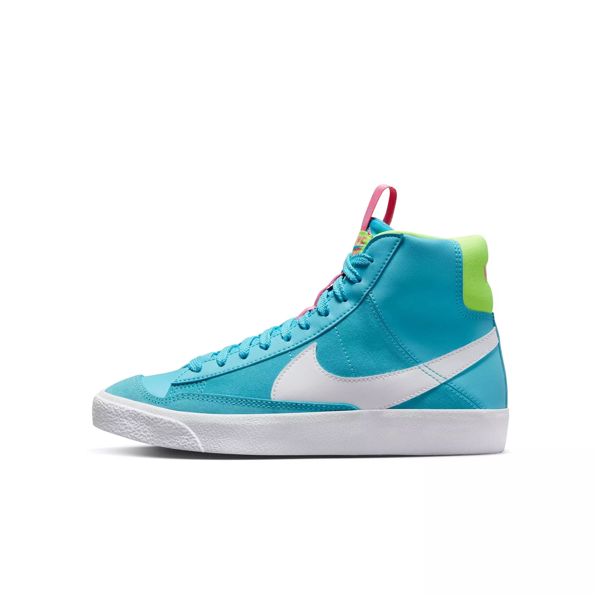 Nike Blazer Mid '77 "Baltic Blue/White/Pink Glow/Volt" Grade School Girls' Shoe - BLUE/PINK