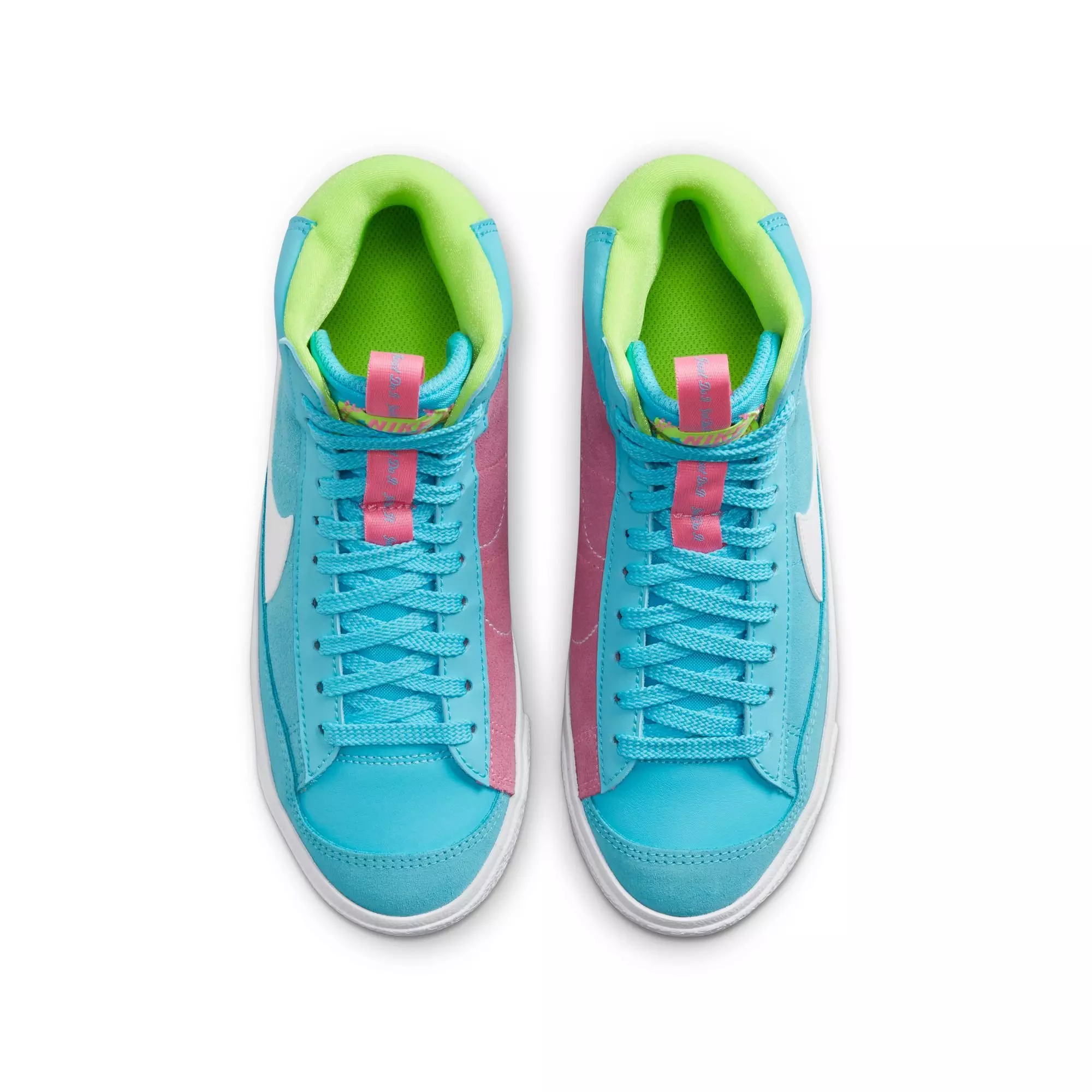 Nike Blazer Mid '77 "Baltic Blue/White/Pink Glow/Volt" Grade School Girls' Shoe - BLUE/PINK