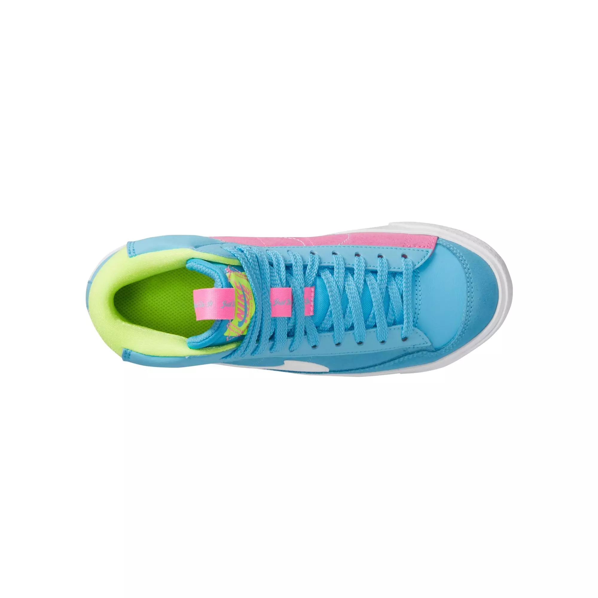 Nike Blazer Mid '77 "Baltic Blue/White/Pink Glow/Volt" Grade School Girls' Shoe - BLUE/PINK
