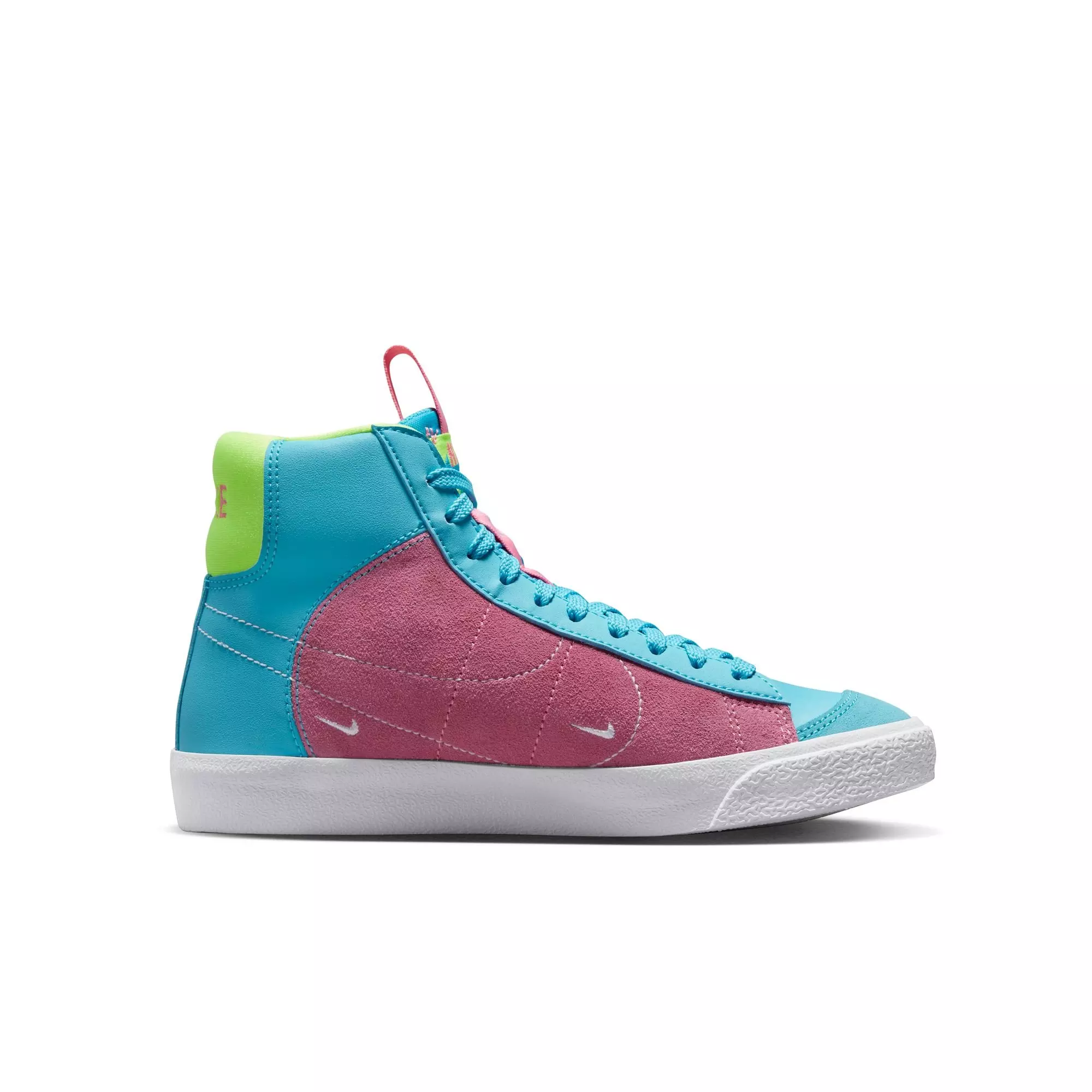 Nike Blazer Mid '77 "Baltic Blue/White/Pink Glow/Volt" Grade School Girls' Shoe - BLUE/PINK