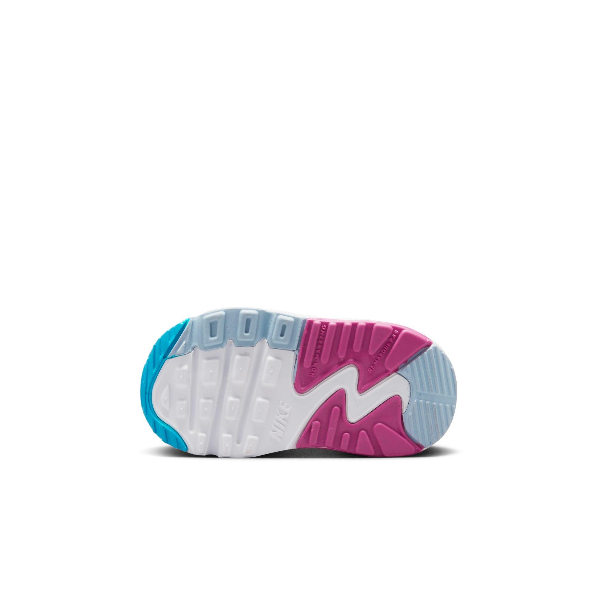 Nike Air Max 90 LTR SE Toddler Girls' White/Multi/Active Fuchsia Shoe