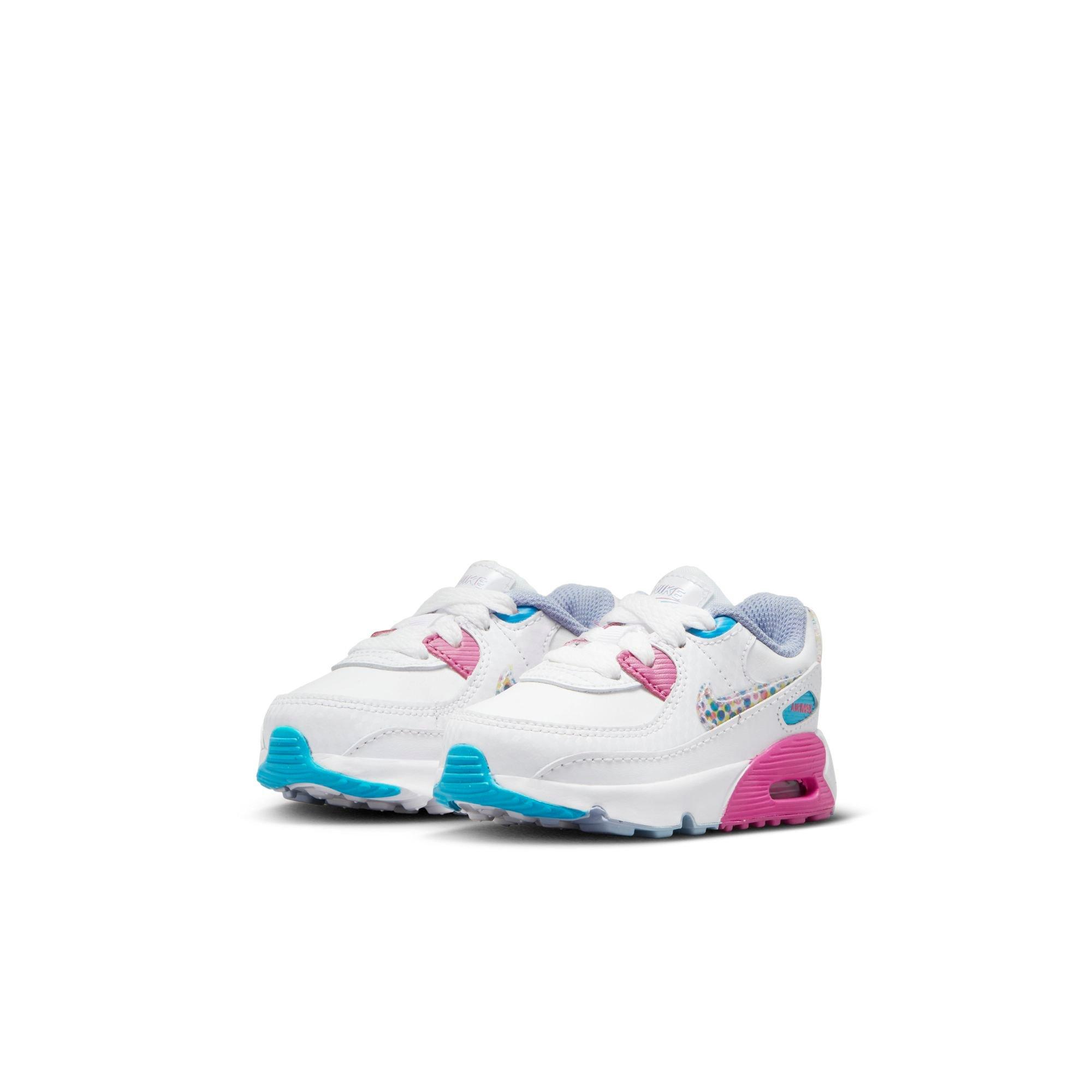 Nike Air Max 90 LTR SE Toddler Girls' White/Multi/Active Fuchsia Shoe