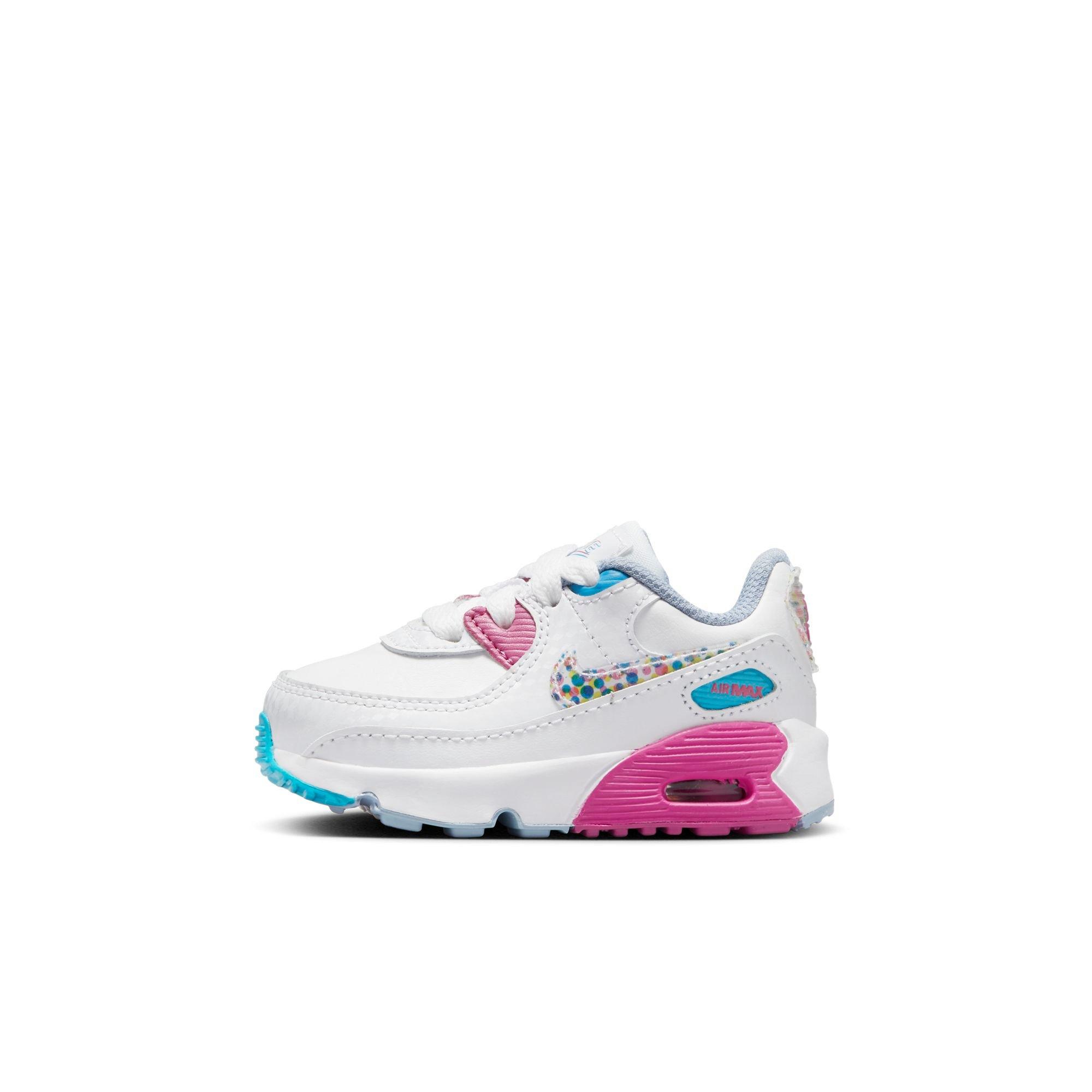 Nike Air Max 90 LTR SE Toddler Girls' White/Multi/Active Fuchsia Shoe