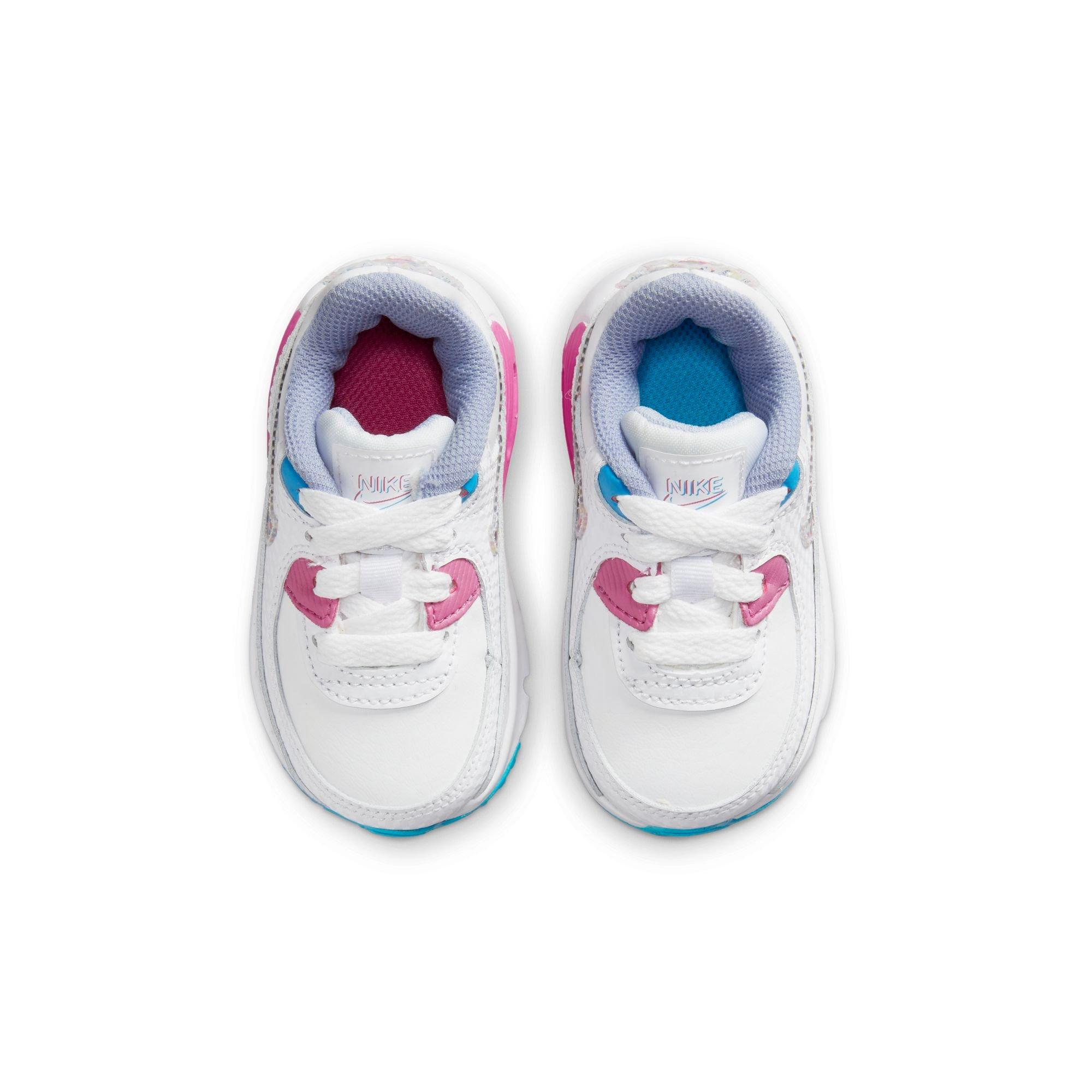 Nike Air Max 90 LTR SE Toddler Girls' White/Multi/Active Fuchsia Shoe