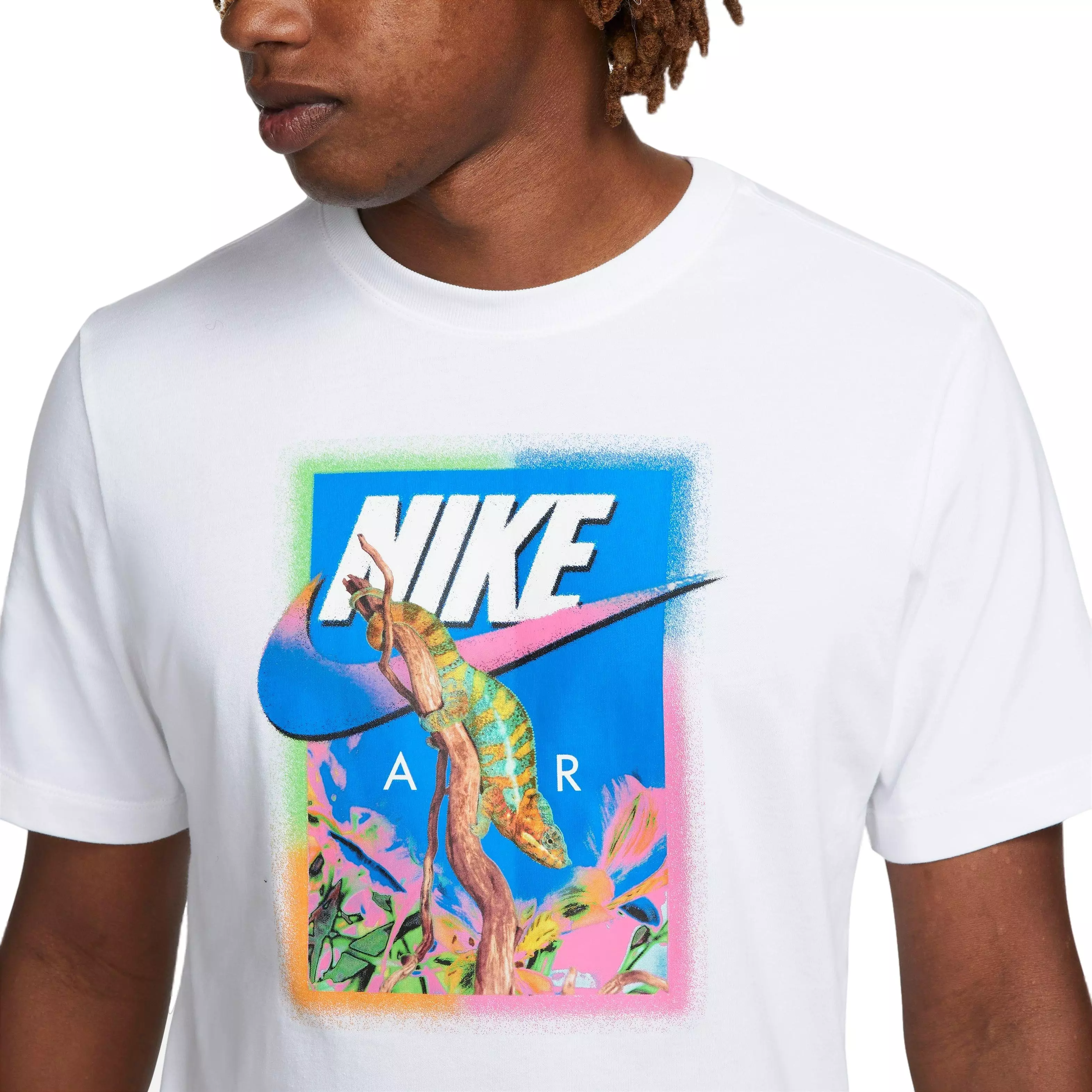 Nike Men's Sportswear Brand Riff Iguana Tee-White - WHITE
