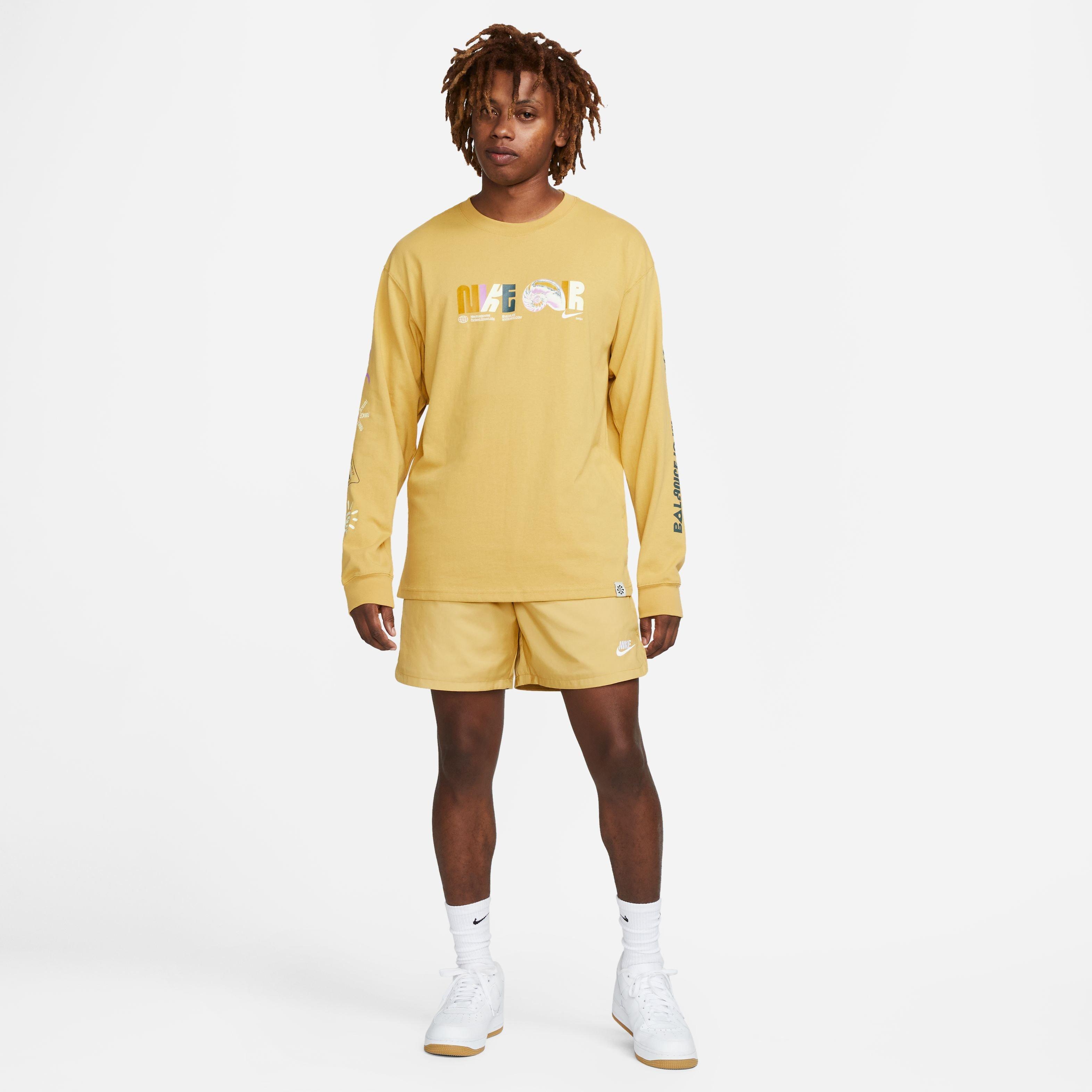 Nike Men's Sportswear Sport Essentials Woven Lined Flow Shorts-Gold - GOLD Thumbnail View 4