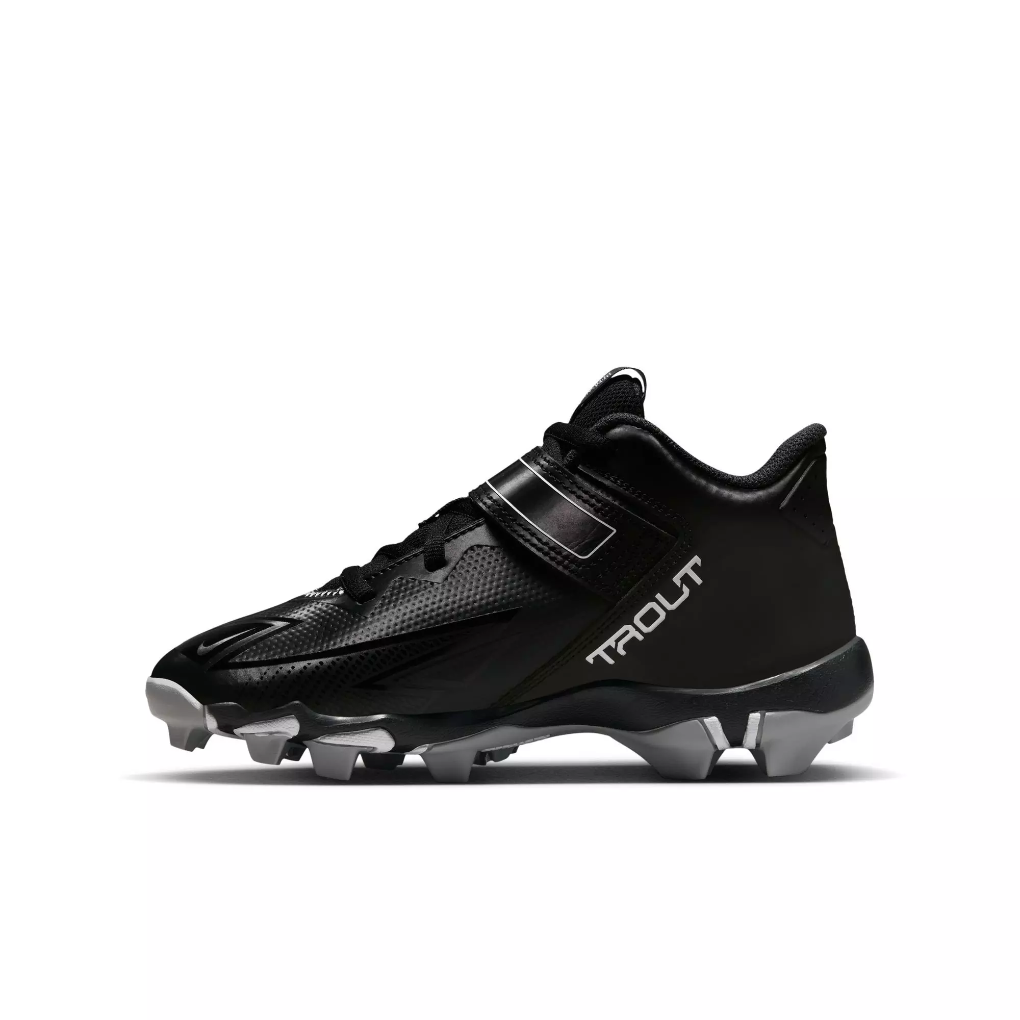 Nike Force Trout 8 Keystone "Black/White/Dark Smoke Grey" Grade School Boys' Baseball Cleat - BLACK/GREY