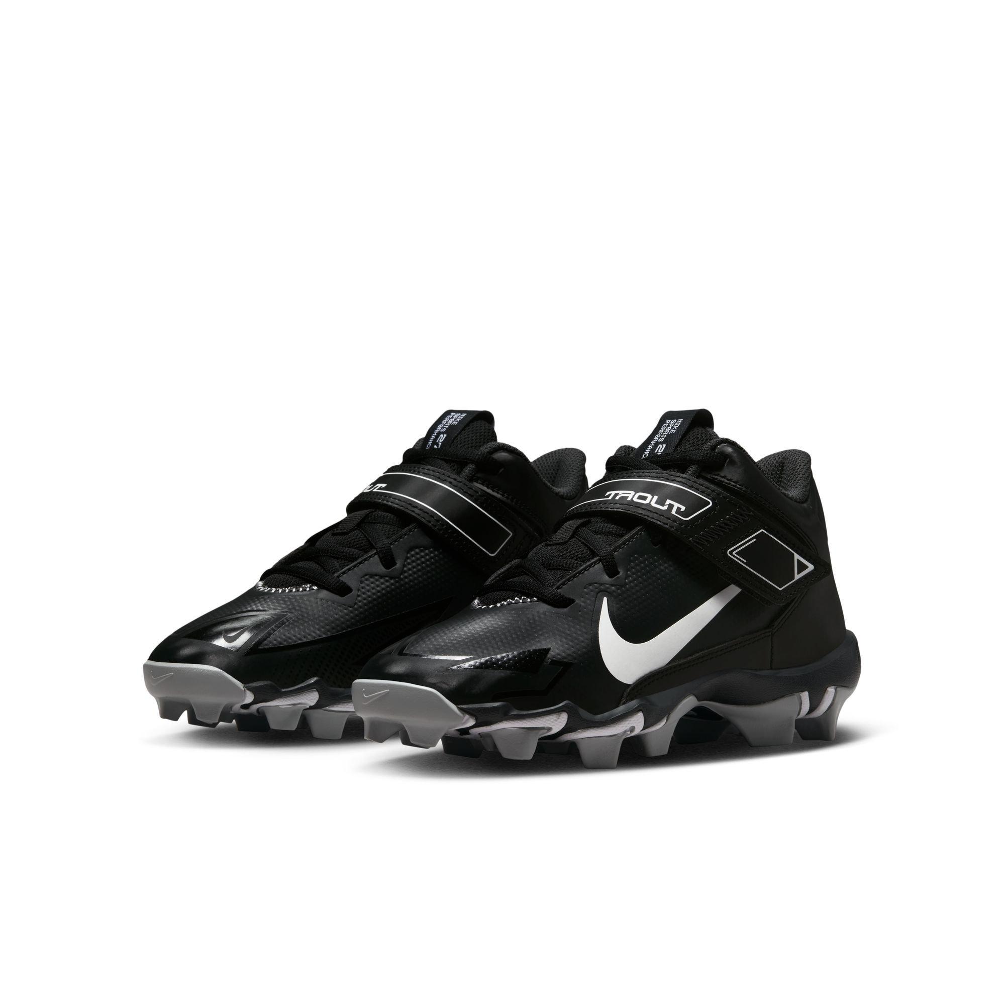 Nike Force Trout 8 Keystone "Black/White/Dark Smoke Grey" Grade School Boys' Baseball Cleat - BLACK/GREY Thumbnail View 6