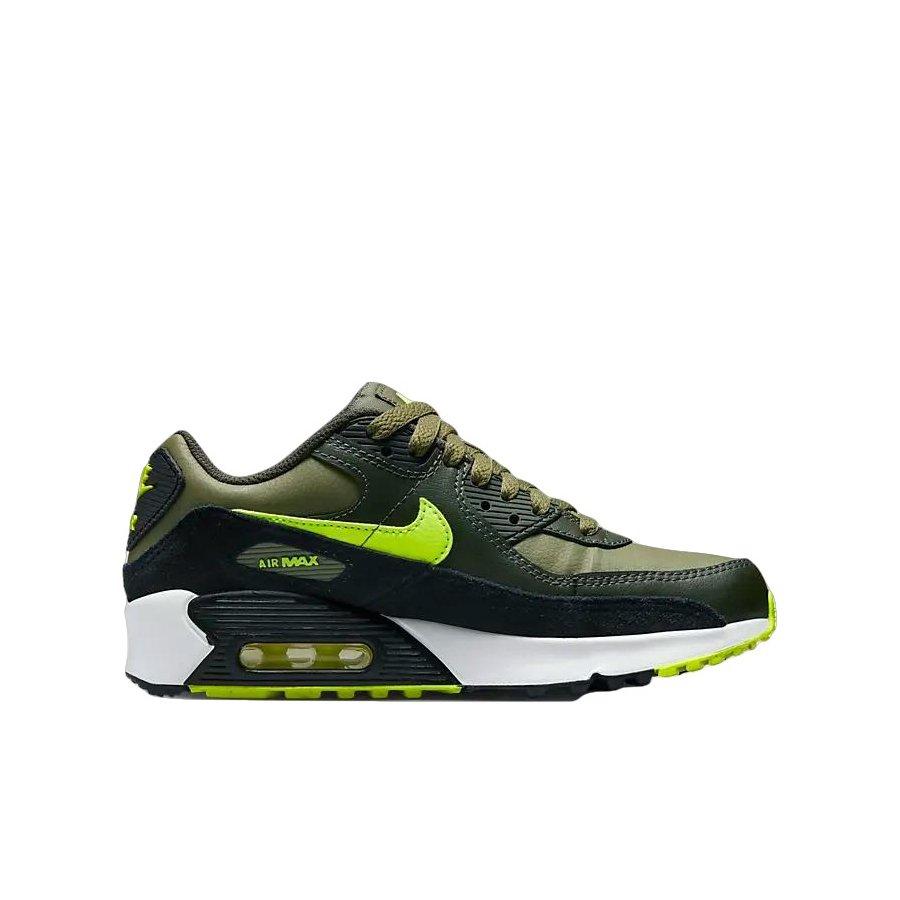 Nike Air Max 90 LTR "Medium Olive/Black/Sequoia/Volt" Grade School Boys' Shoe - BLACK/VOLT Thumbnail View 1