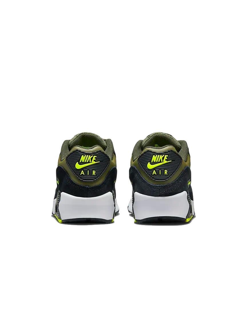 Nike Air Max 90 LTR "Medium Olive/Black/Sequoia/Volt" Grade School Boys' Shoe - BLACK/VOLT Thumbnail View 5