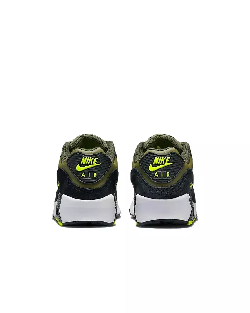 Nike Air Max 90 LTR "Medium Olive/Black/Sequoia/Volt" Grade School Boys' Shoe - BLACK/VOLT