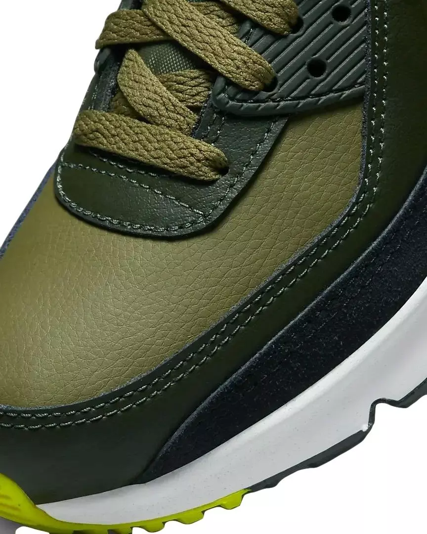 Nike Air Max 90 LTR "Medium Olive/Black/Sequoia/Volt" Grade School Boys' Shoe - BLACK/VOLT