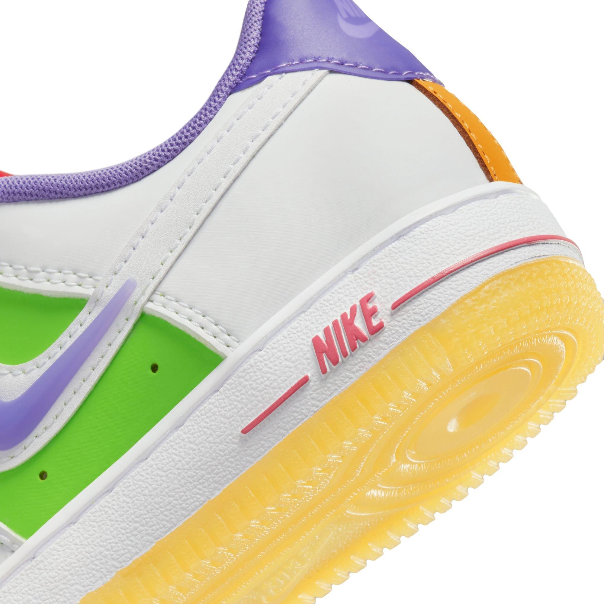 Nike Air Force 1 LV8 White/Black/Vivid Purple/Light Menta Grade School  Boys' Shoe - Hibbett