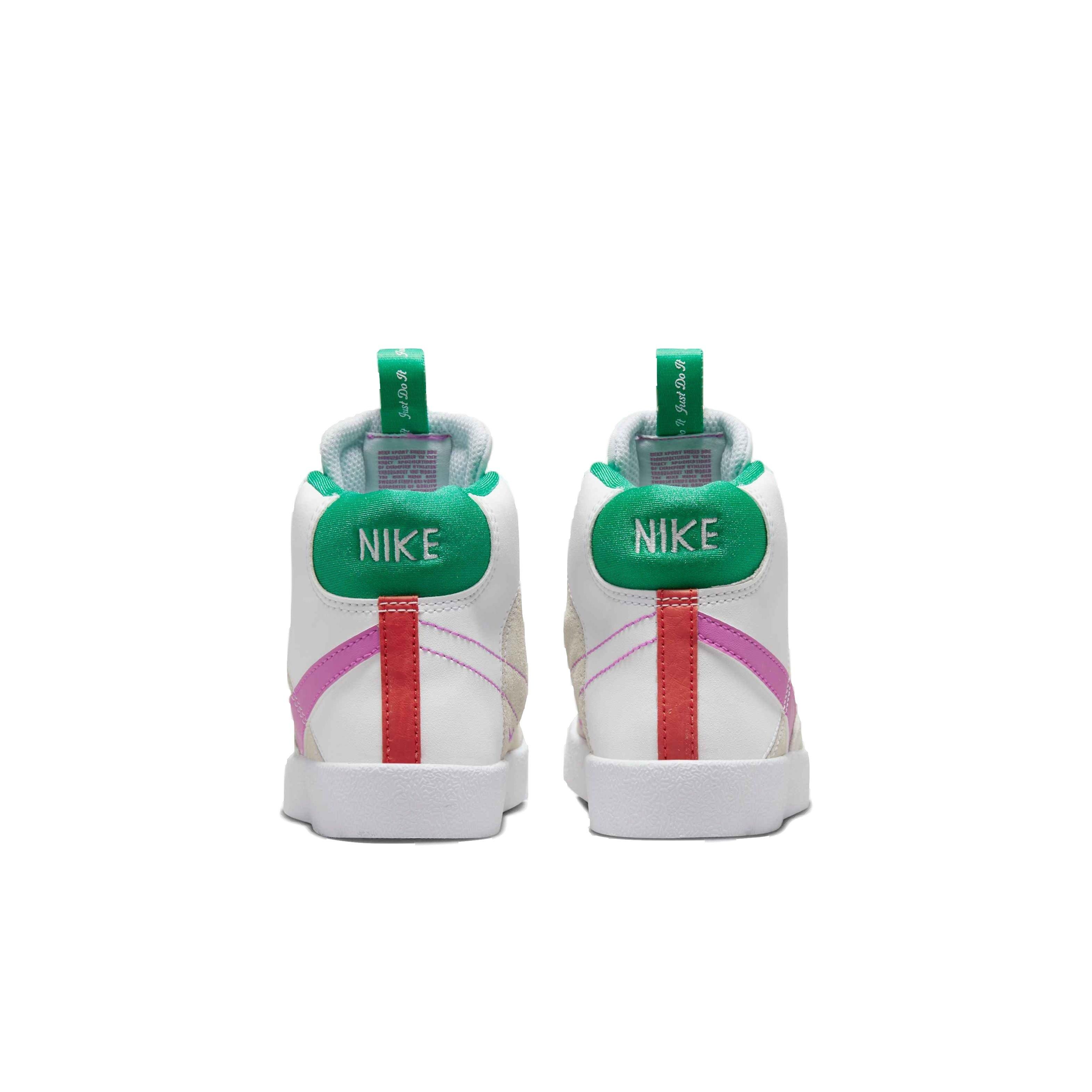 Nike Blazer Mid '77 SE D "White/Fuchsia Dream/Stadium Green" Preschool Girls' Shoe - WHITE/FUCHSIA/GREEN Thumbnail View 5
