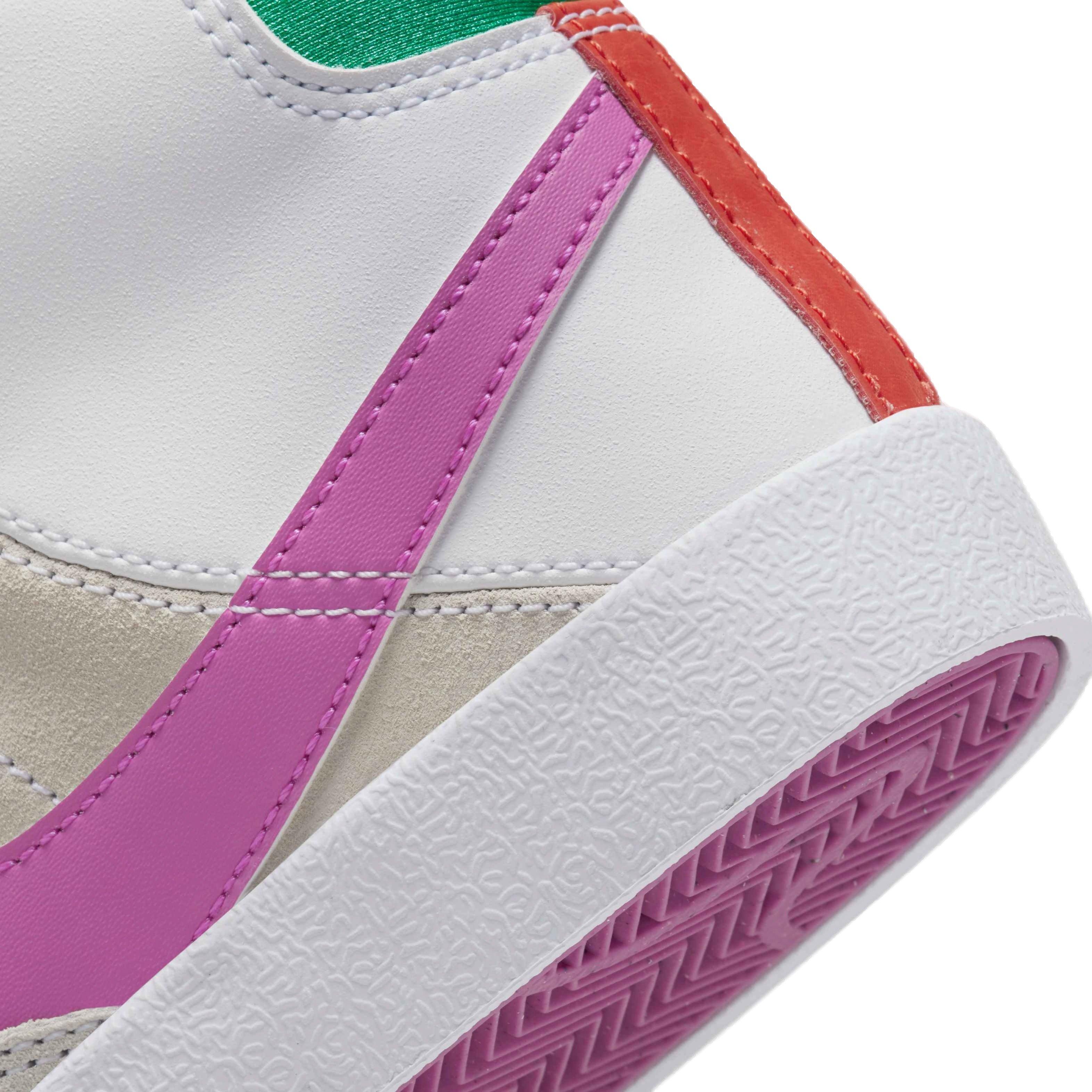 Nike Blazer Mid '77 SE D "White/Fuchsia Dream/Stadium Green" Preschool Girls' Shoe - WHITE/FUCHSIA/GREEN Thumbnail View 8