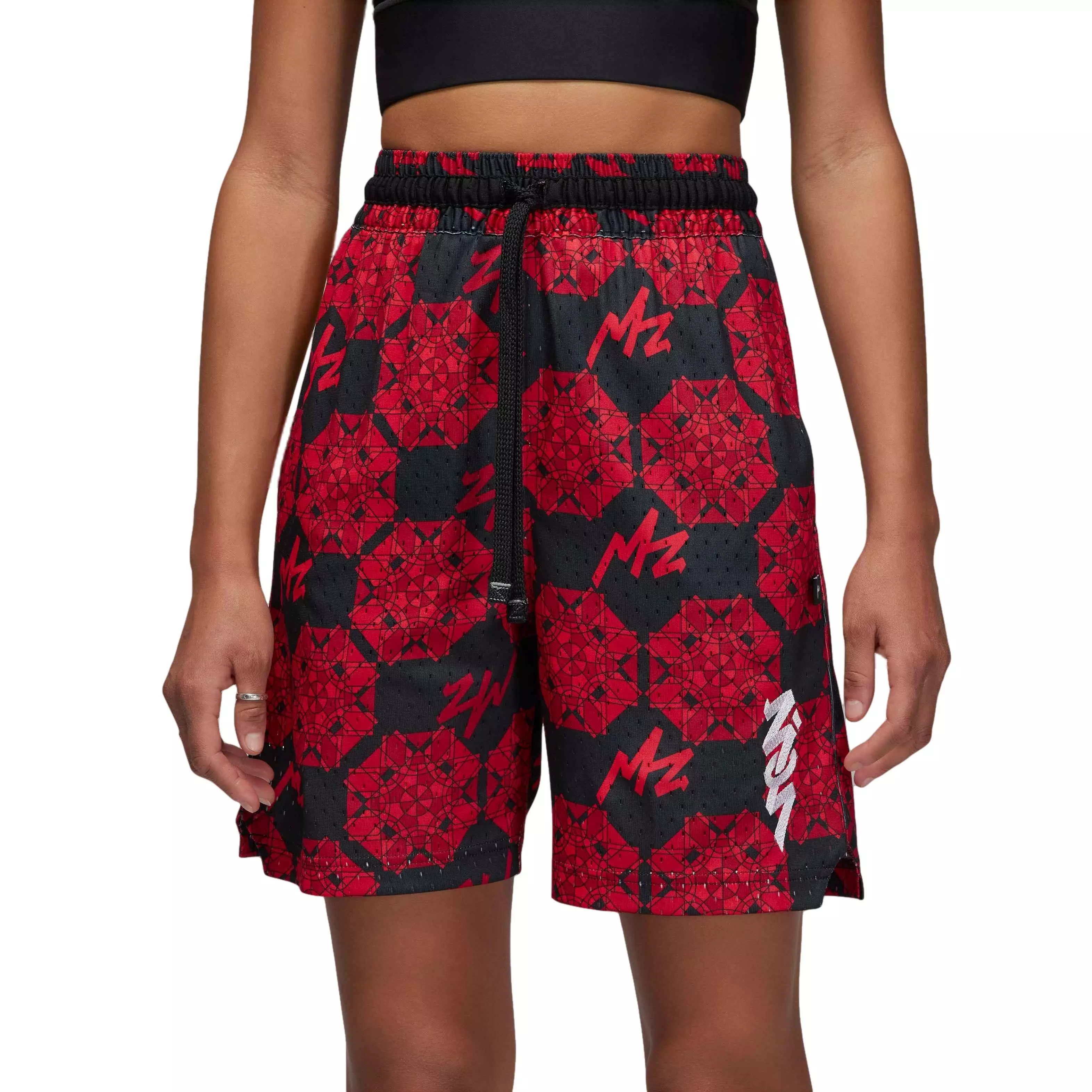 Jordan Men's x Zion All Over Print Mesh Shorts-Black/Red - BLACK/RED