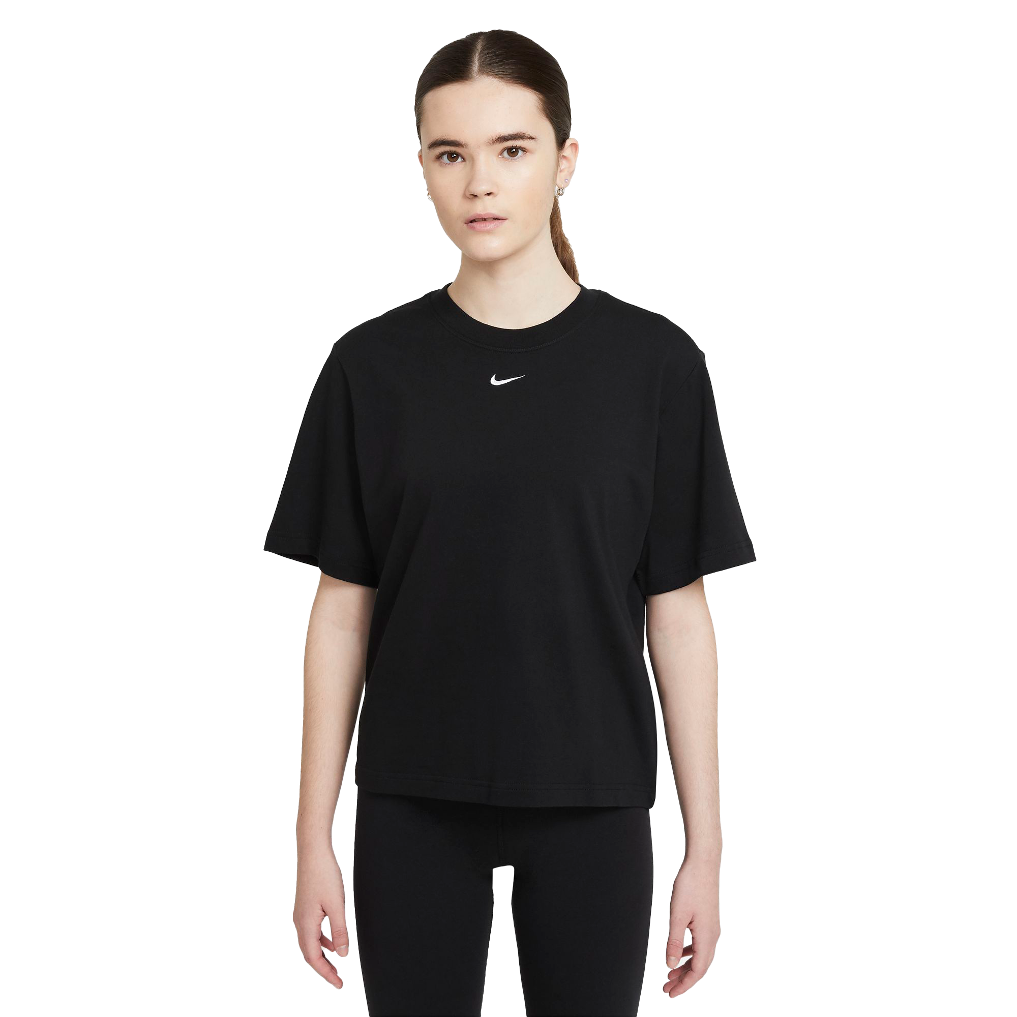 Nike Women's Sportswear Essentials Boxy Tee-Black - BLACK