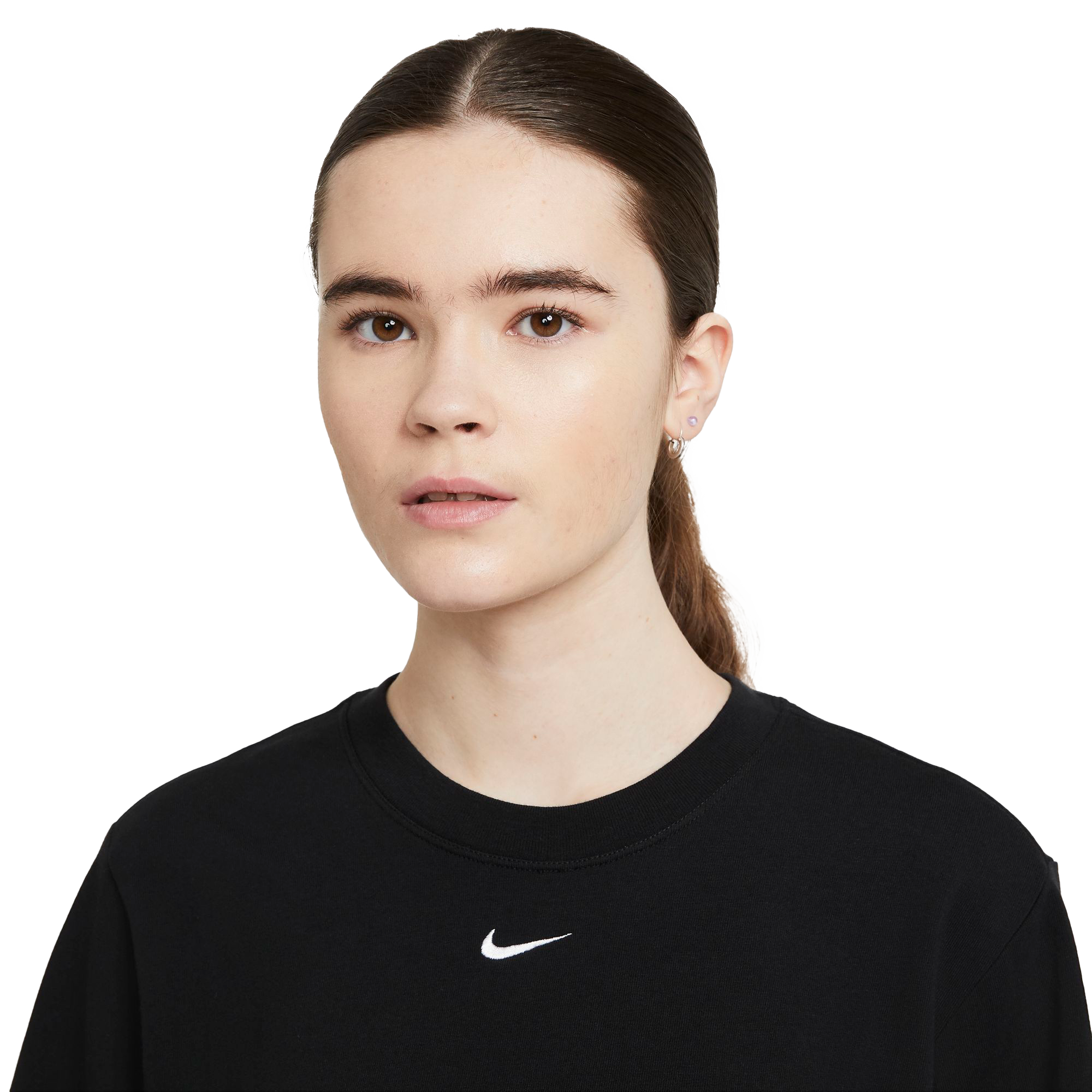 Nike Women's Sportswear Essentials Boxy Tee-Black - BLACK Thumbnail View 3