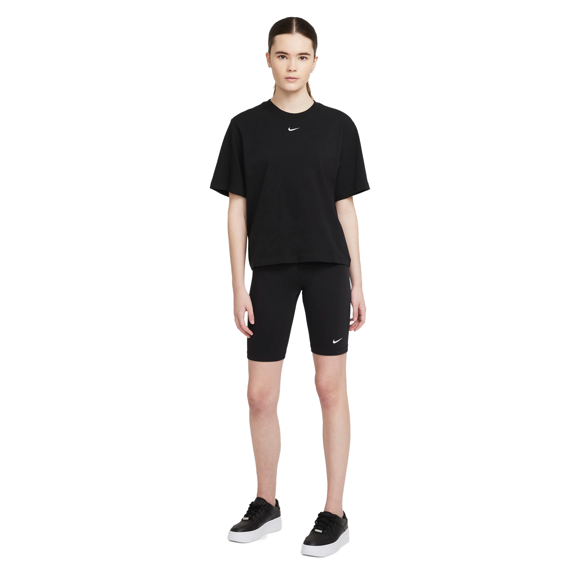 Nike Women's Sportswear Essentials Boxy Tee-Black - BLACK Thumbnail View 4