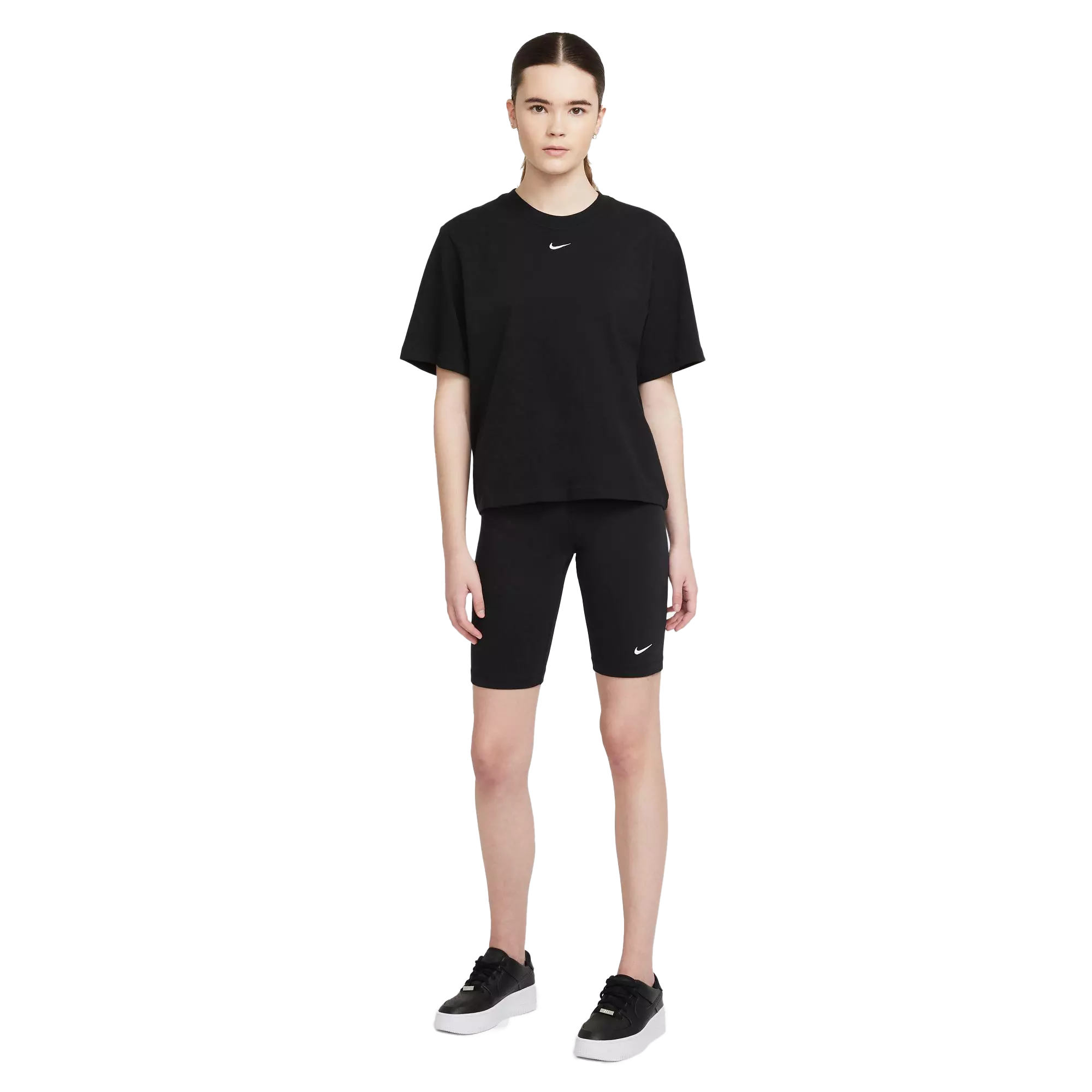 Nike Women's Sportswear Essentials Boxy Tee-Black - BLACK