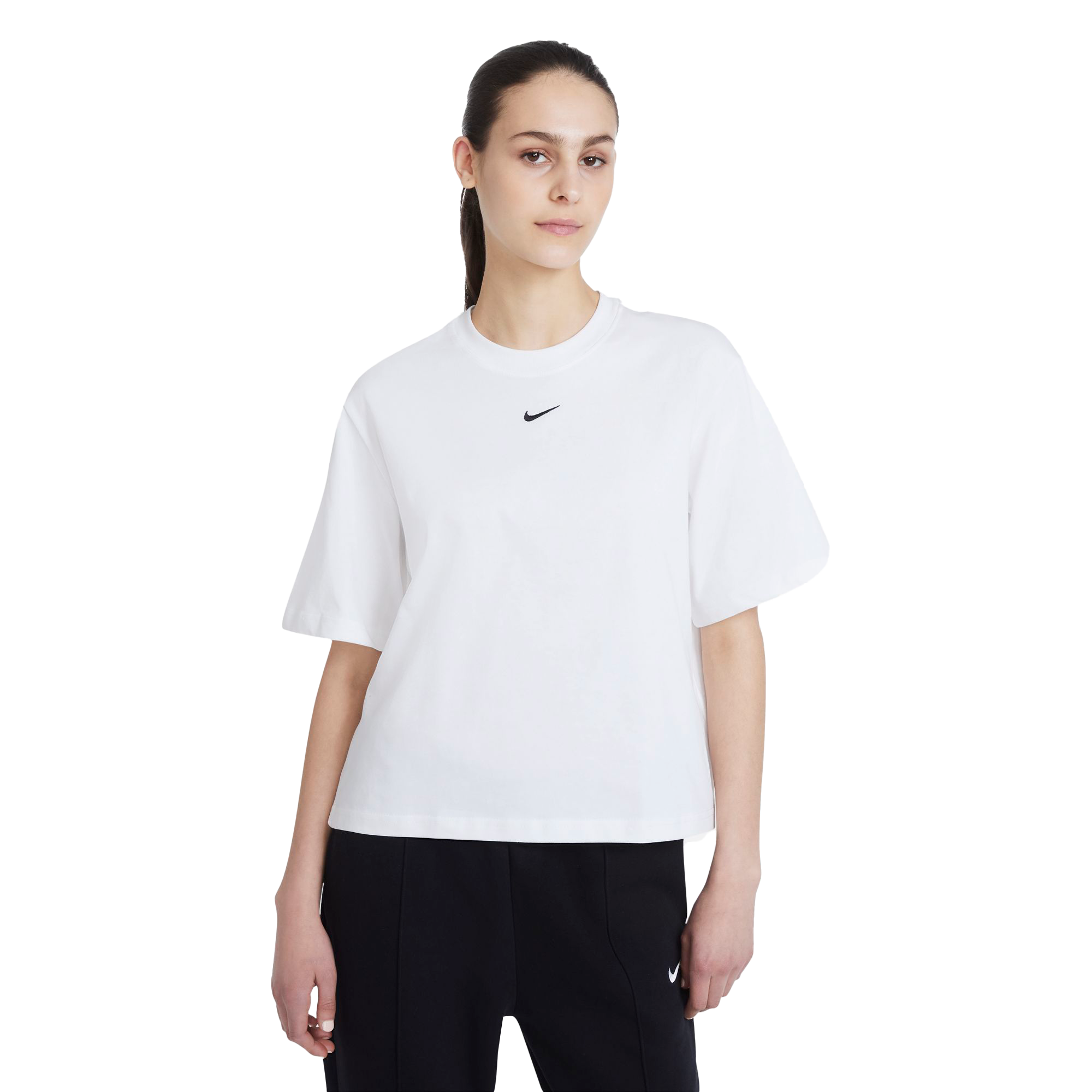 Nike Women's Sportswear Essentials Boxy Tee-White - WHITE