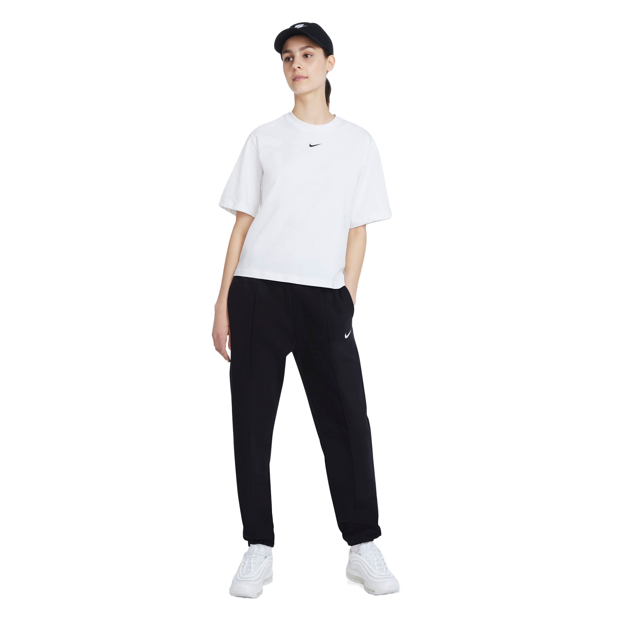Nike Women's Sportswear Essentials Boxy Tee-White - WHITE Thumbnail View 4